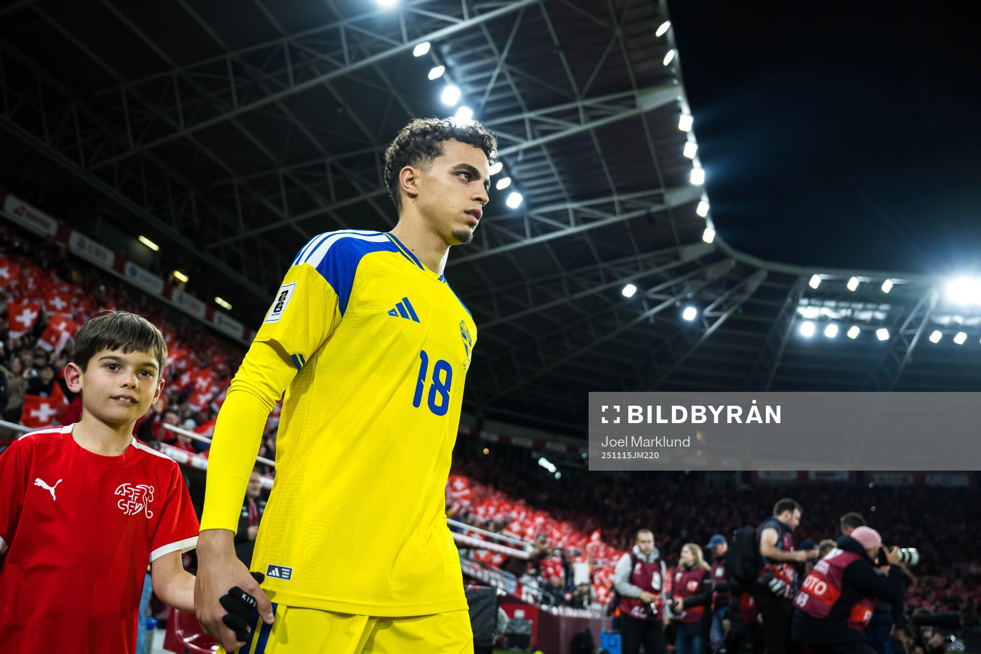 Yasin Ayari of Sweden enters the pitch for the FIFA World
