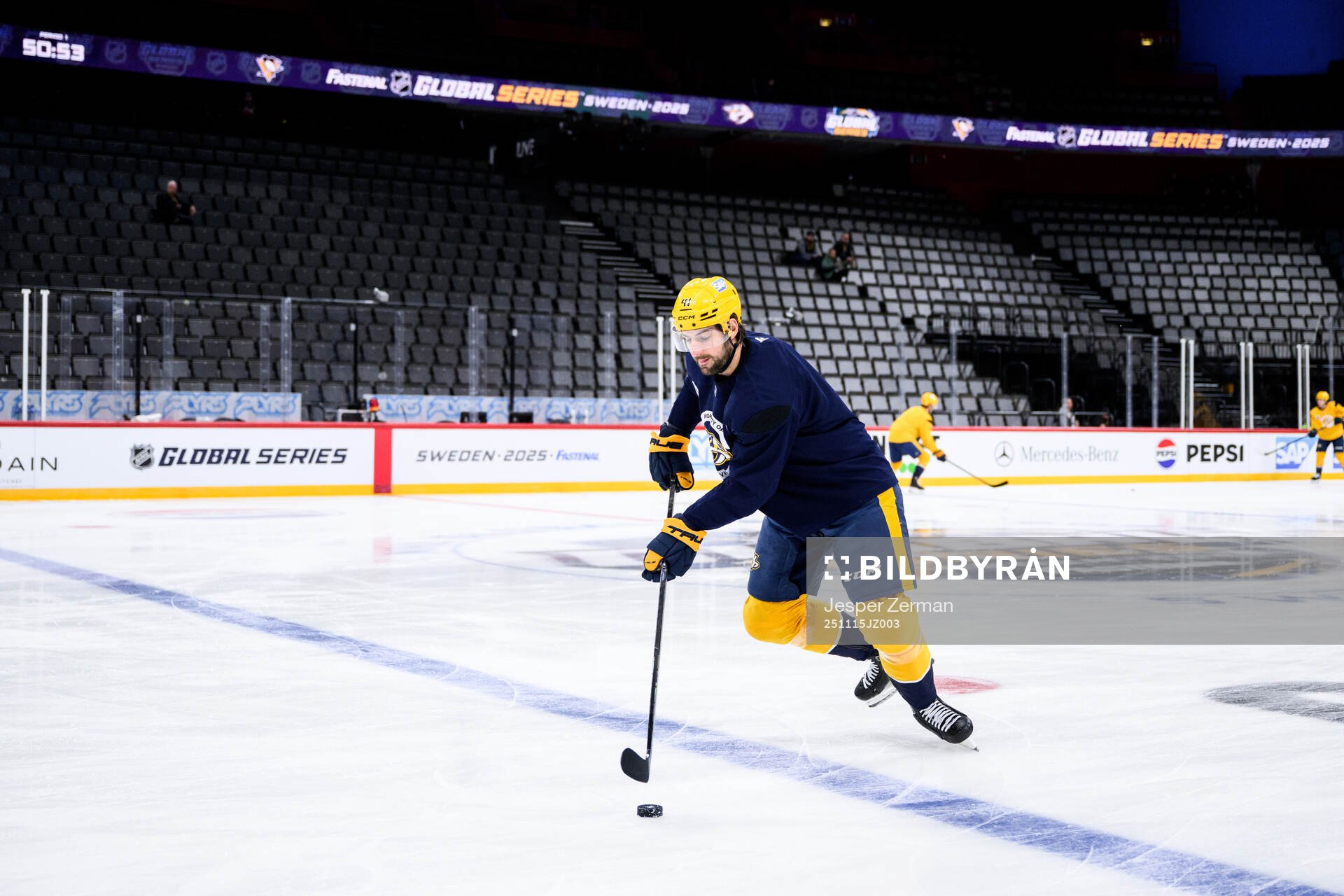 Nicolas Hague at a practice session with Nashville Predators