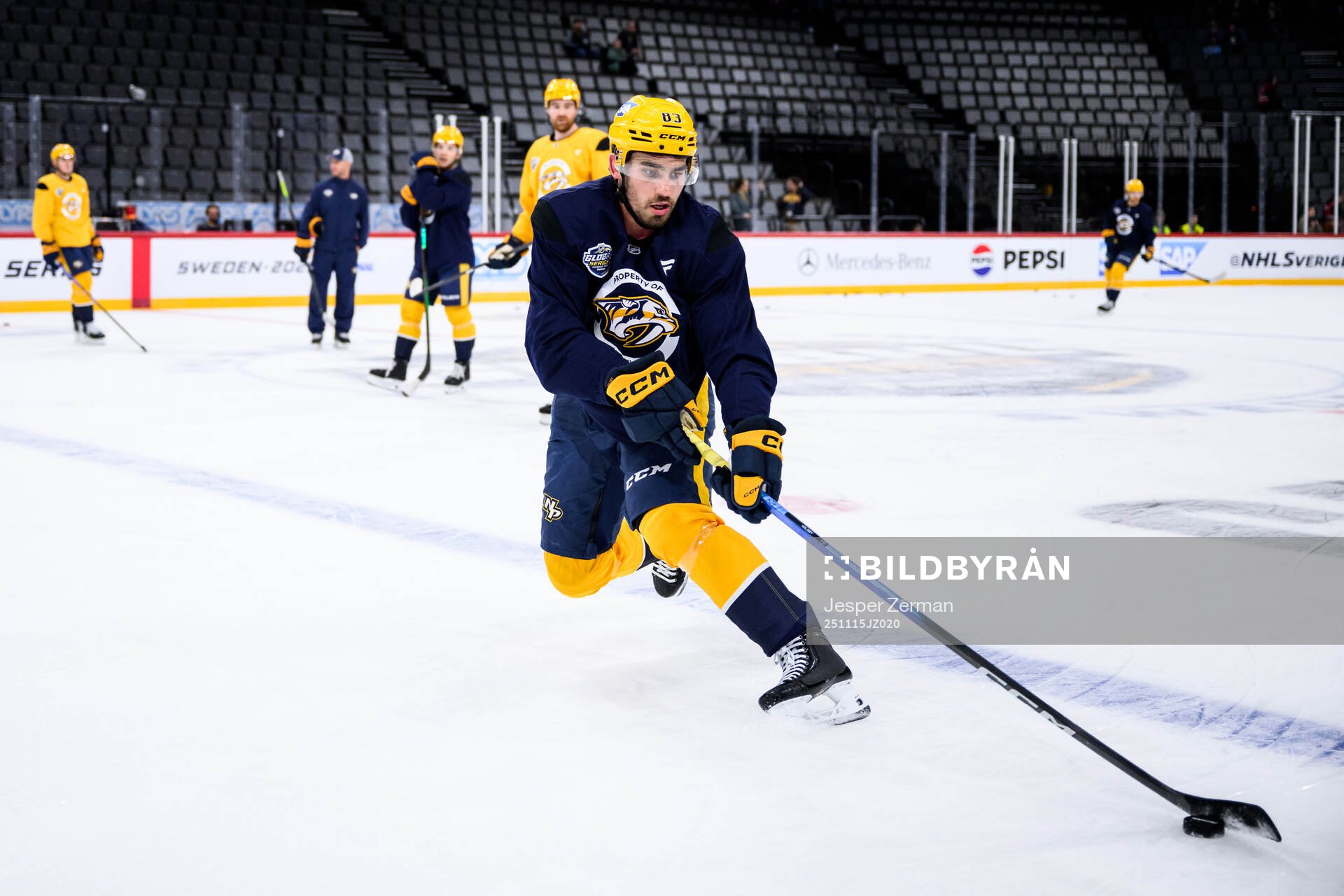 Adam Wilsby at a practice session with Nashville Predators