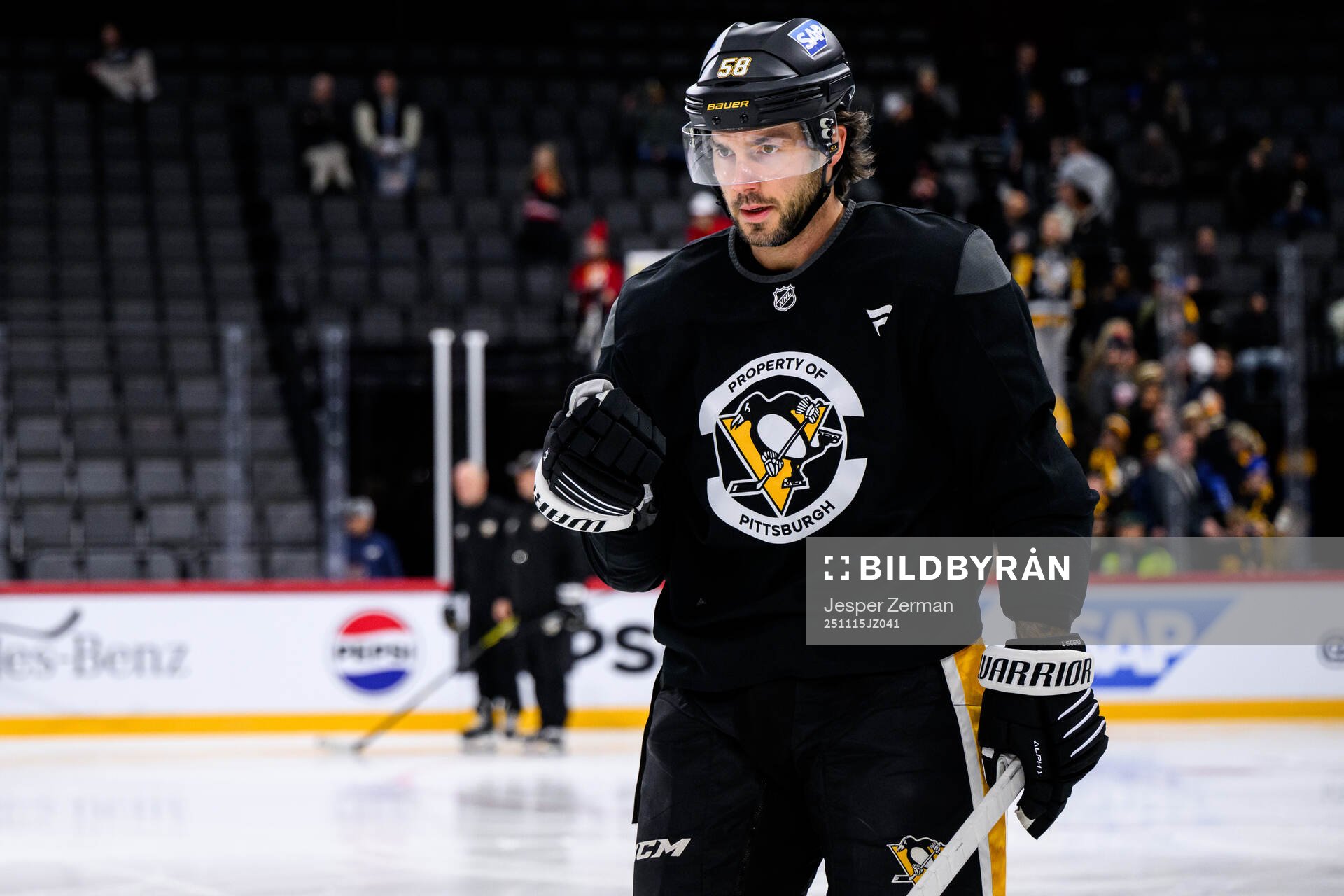Kris Letang at a practice session with Pittsburgh Penguins