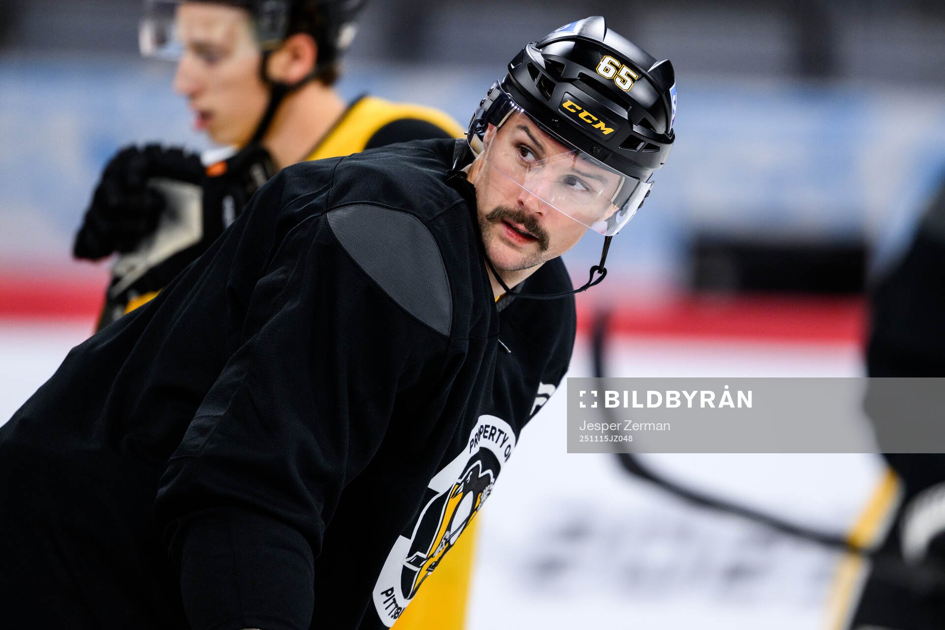 Erik Karlsson at a practice session with Pittsburgh Penguins