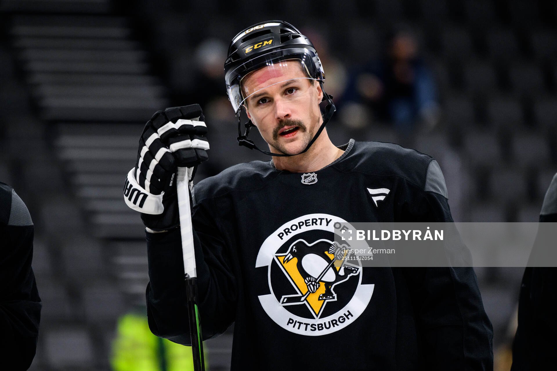 Erik Karlsson at a practice session with Pittsburgh Penguins