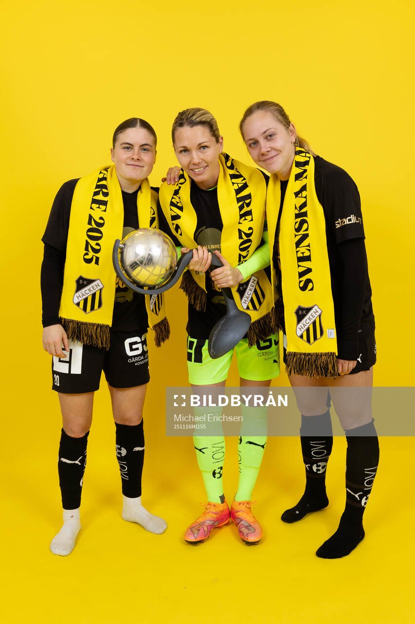 Häckens Hanna Wijk, målvakt Jennifer Falk och Alice