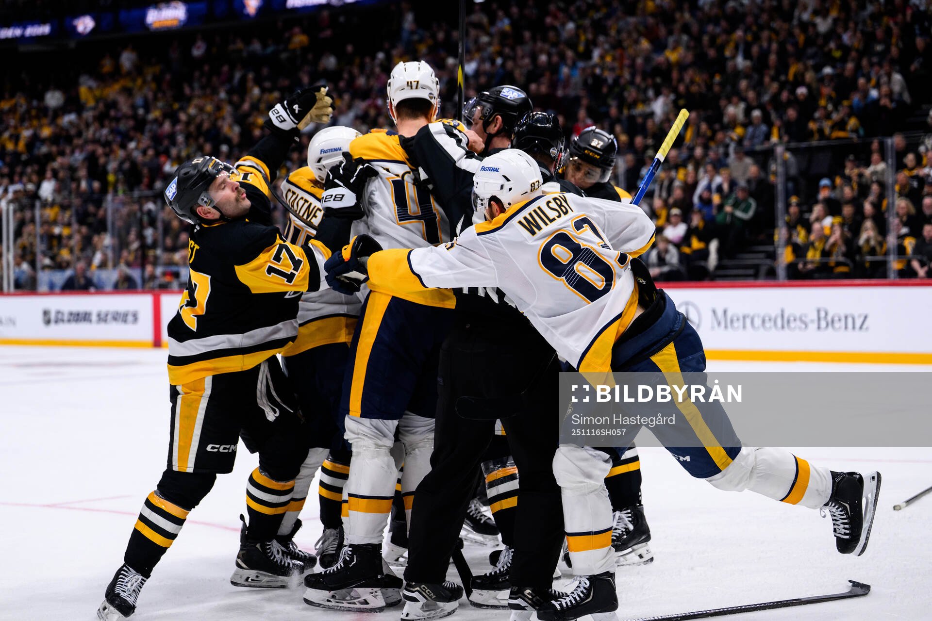 Bryan Rust of Pittsburgh Penguins and Adam Wilsby of