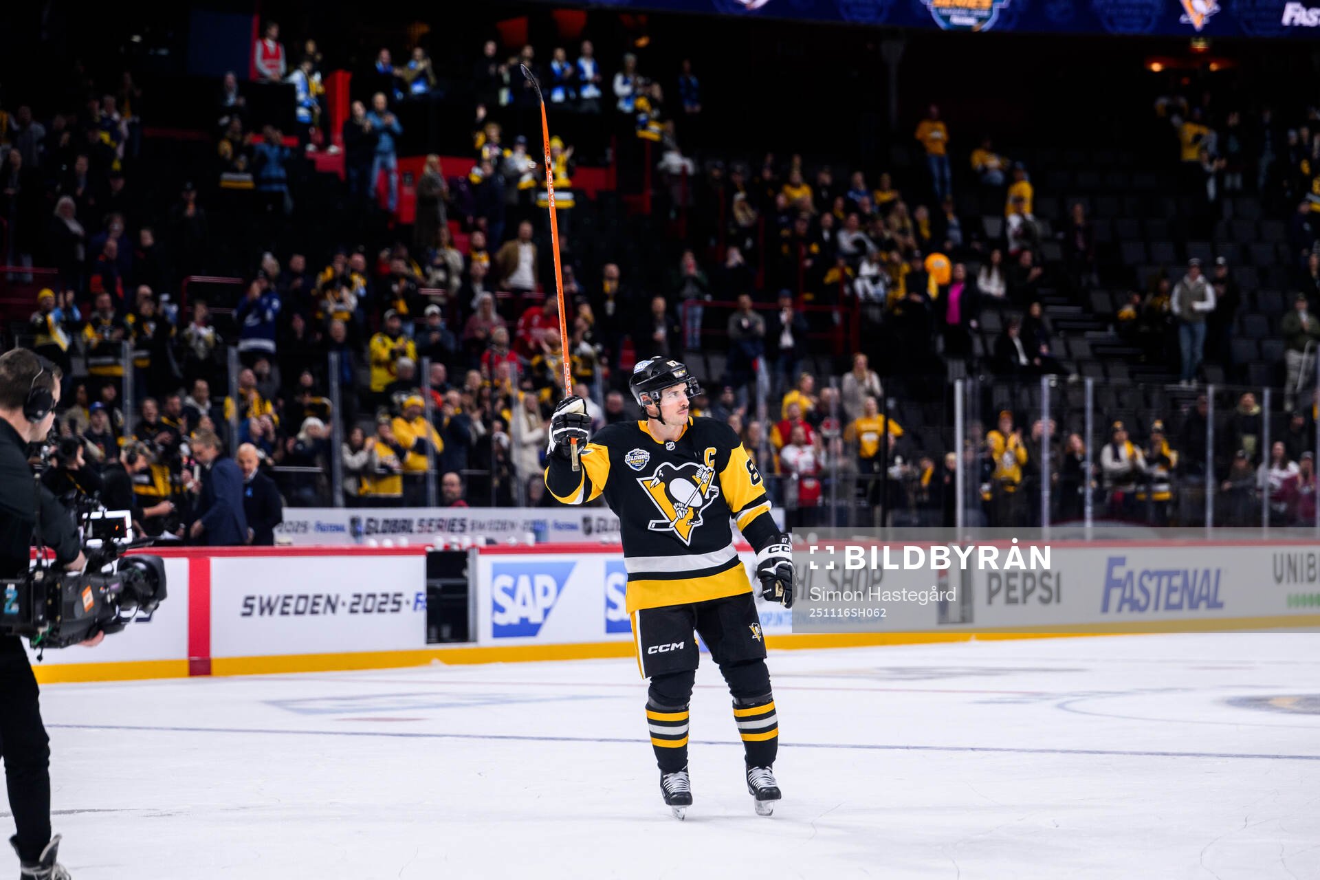 Sidney Crosby of Pittsburgh Penguins with a hockey stick