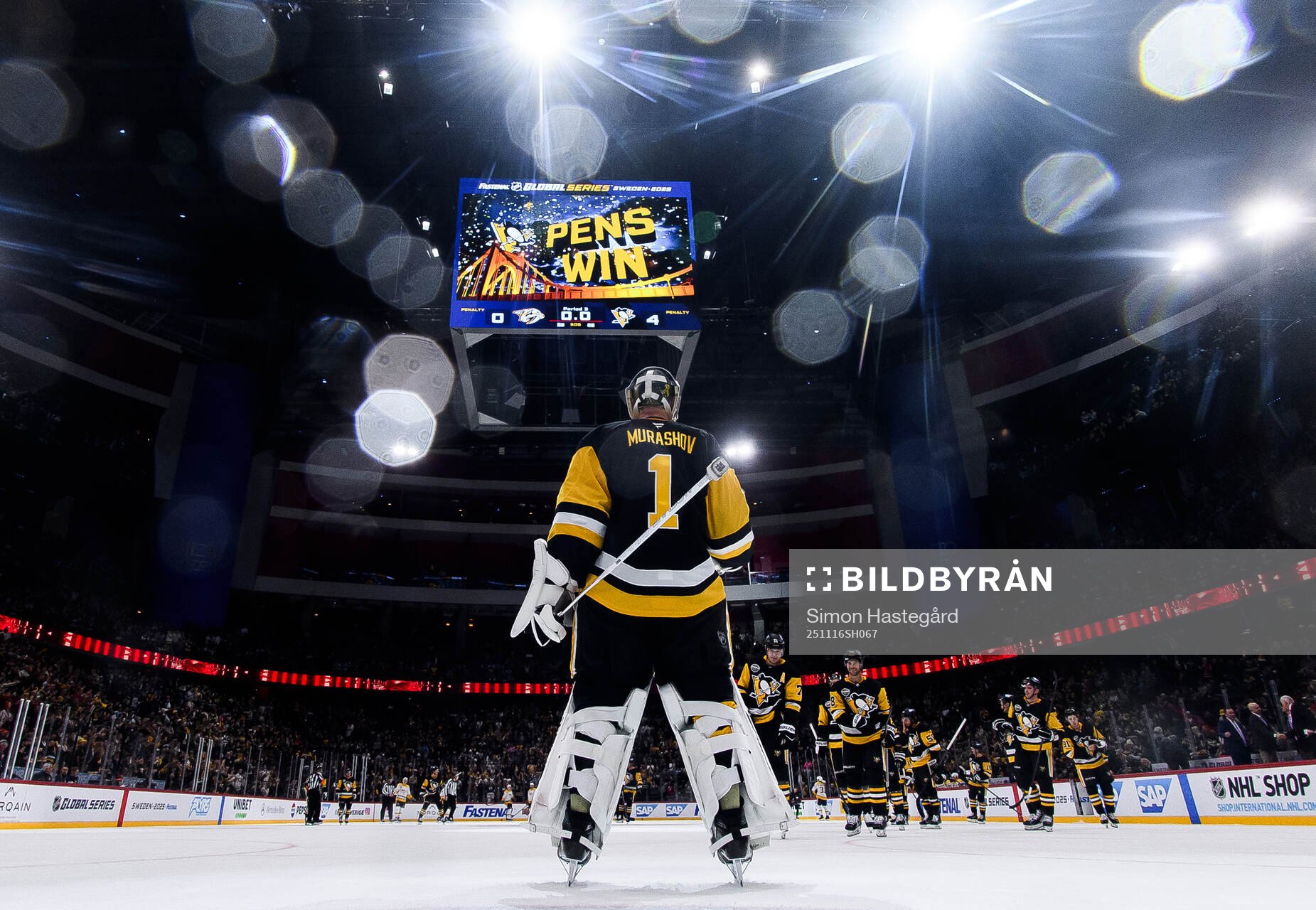 Goaltender Sergei Murashov of Pittsburgh Penguins celebrates