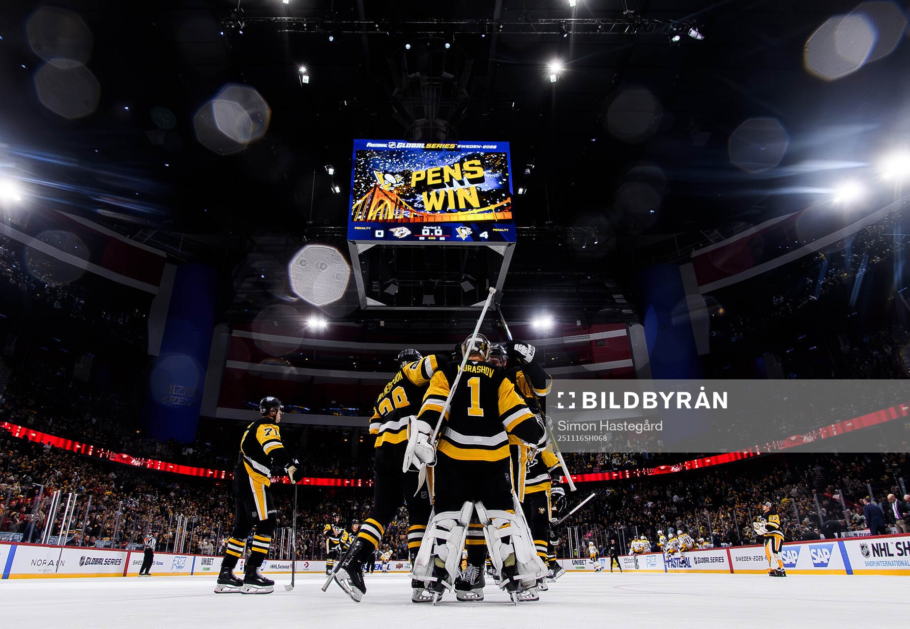 Goaltender Sergei Murashov of Pittsburgh Penguins celebrates