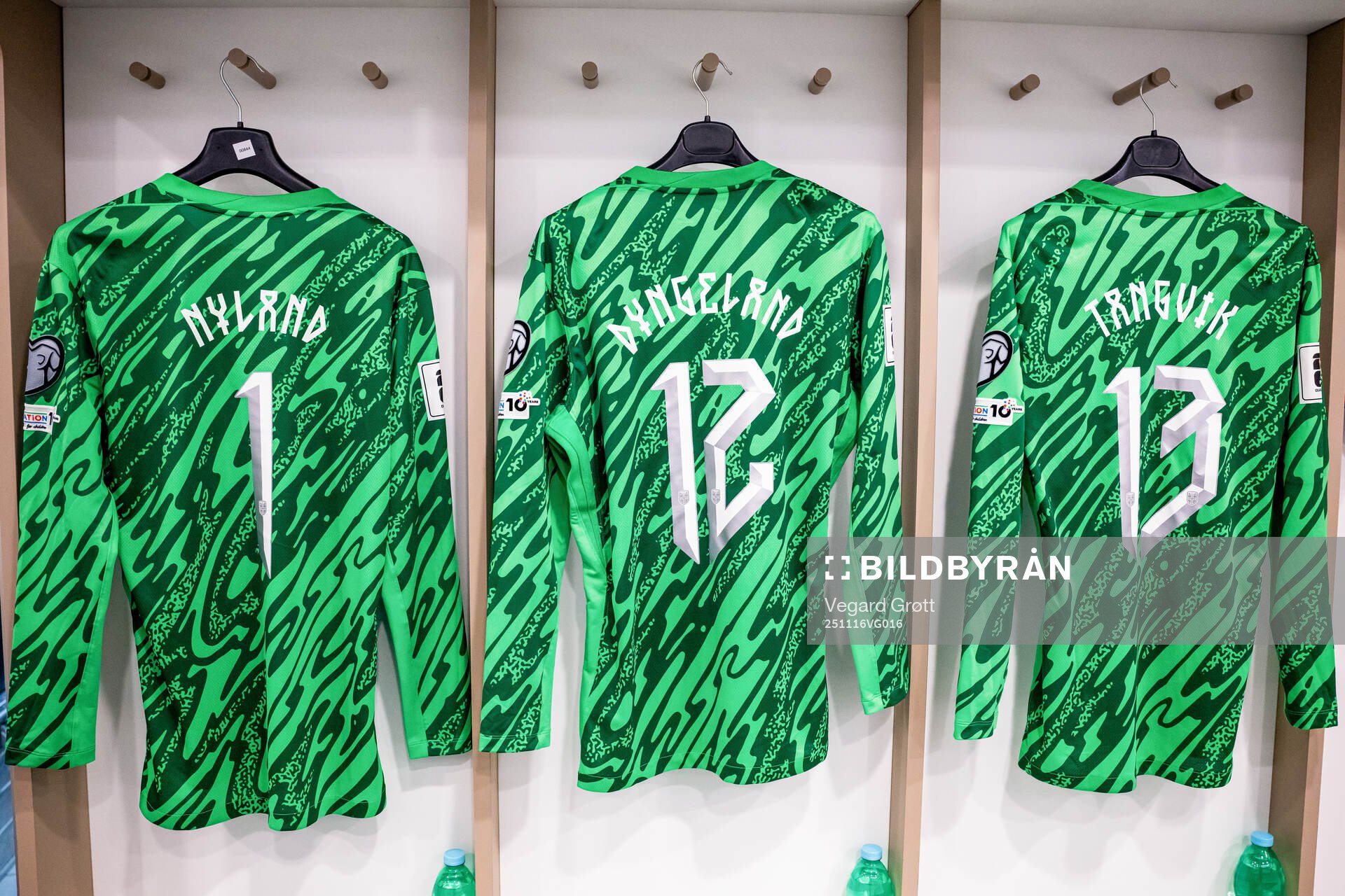 The kits of goalkeepers Ørjan Nyland, Mathias Dyngeland