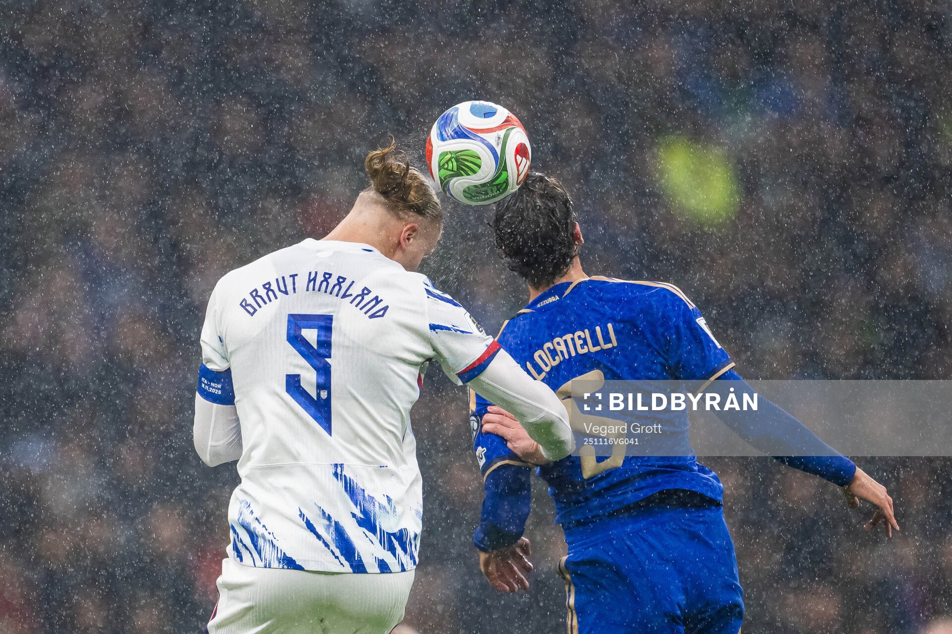 Erling Braut Haaland of Norway and Manuel Locatelli of Italy