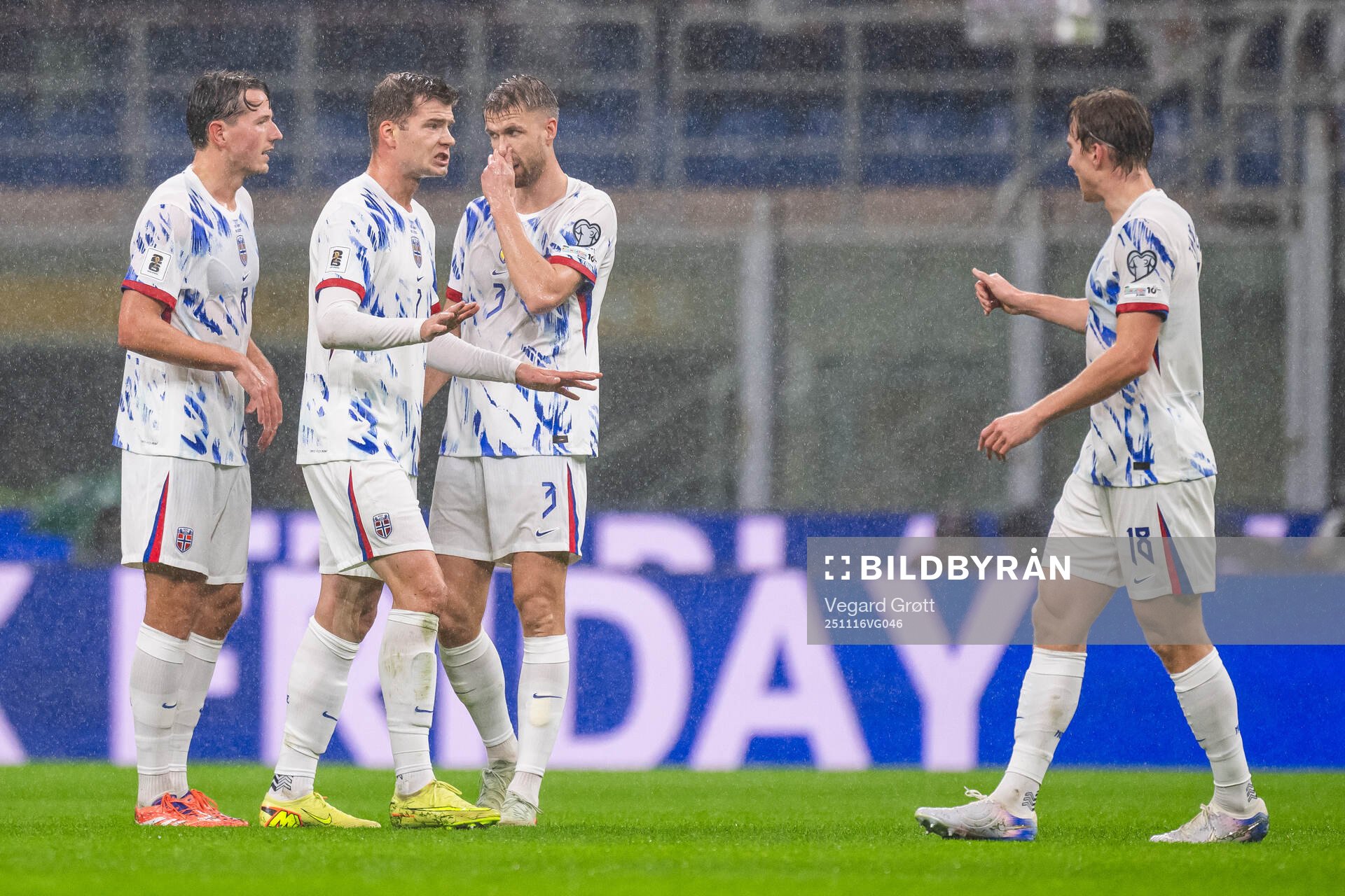 Sander Berge, Alexander Sørloth and Kristoffer Ajer of