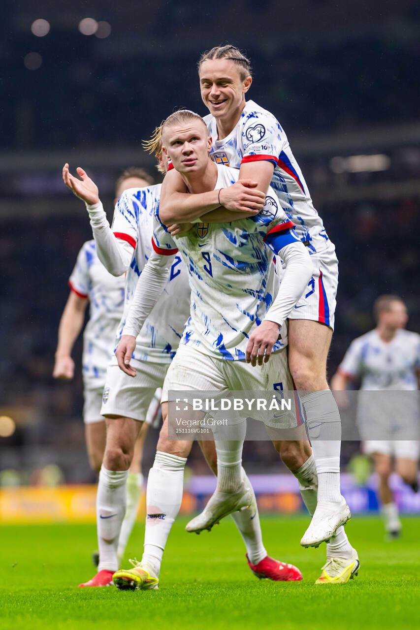 Erling Braut Haaland and Thelo Aasgaard of Norway celebrate