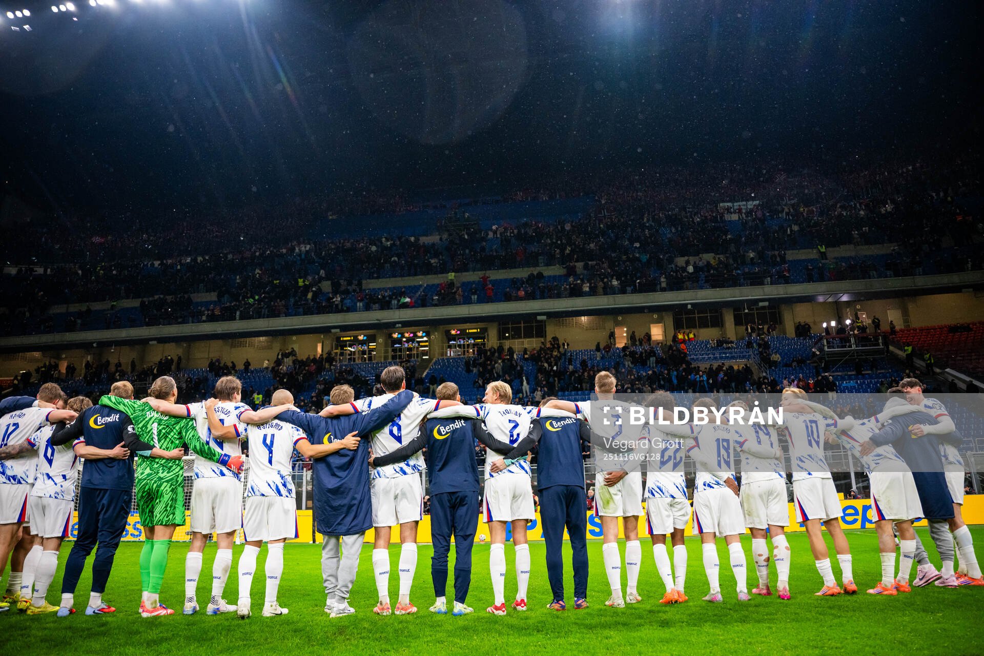 Players and staff of Norway celebrate