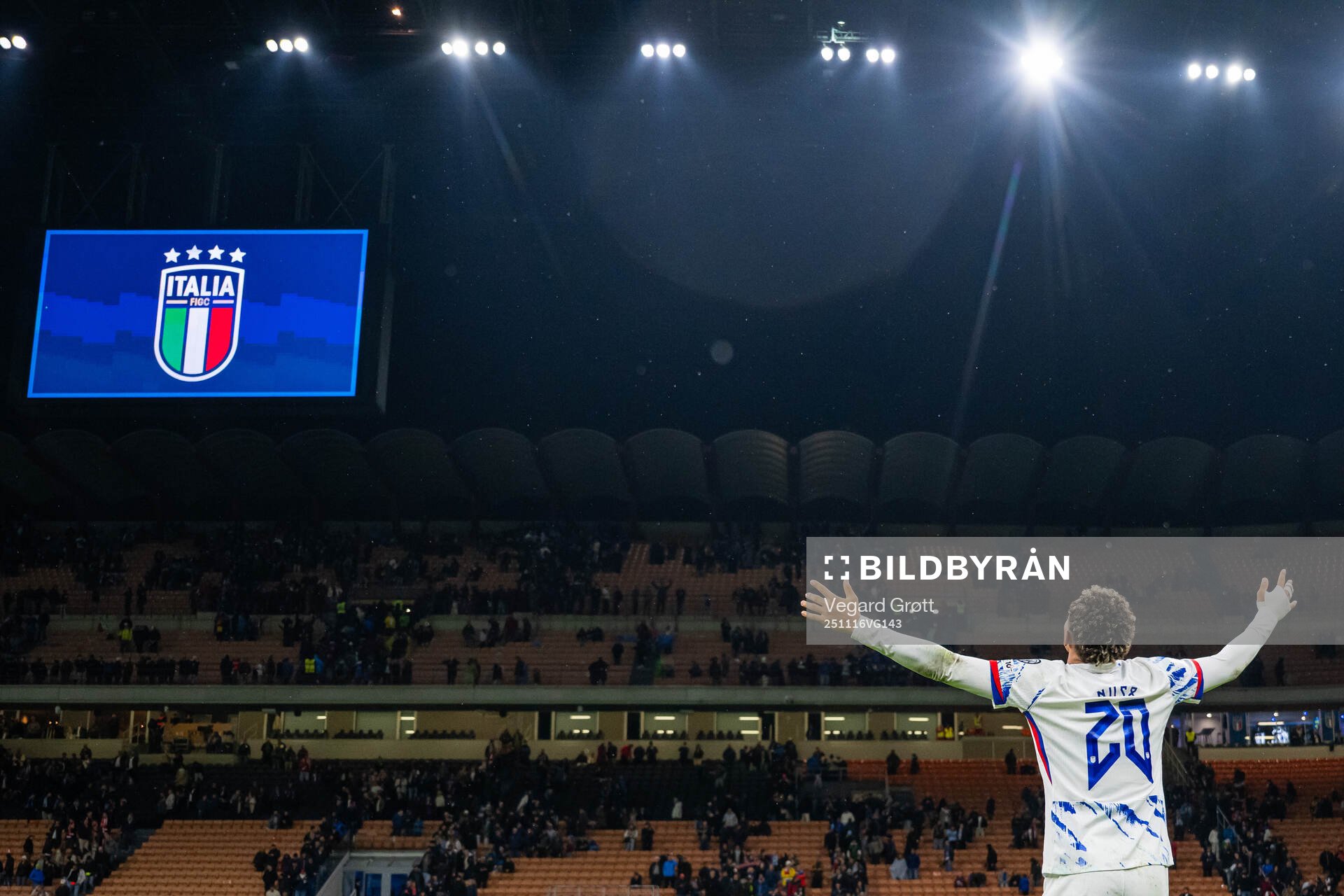 Antonio Nusa of Norway celebrates