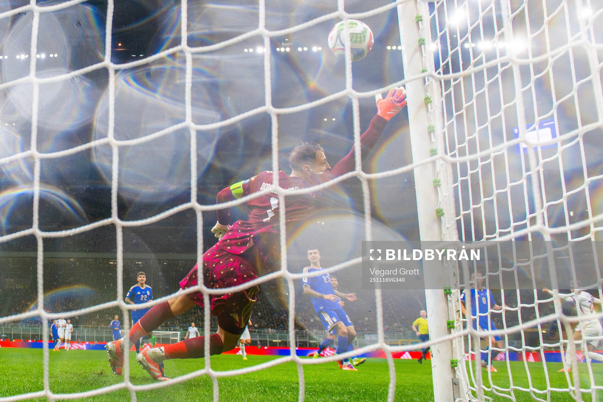 Antonio Nusa of Norway scores the 1-1 goal behind