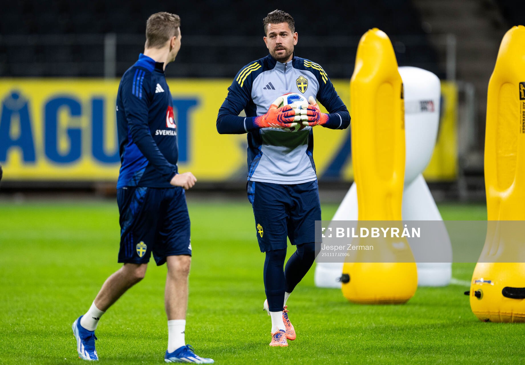 Goalkeeper Kristoffer Nordfeldt of the Swedish men's