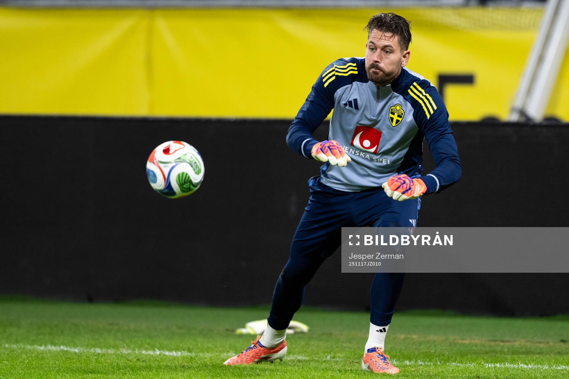 Goalkeeper Kristoffer Nordfeldt of the Swedish men's