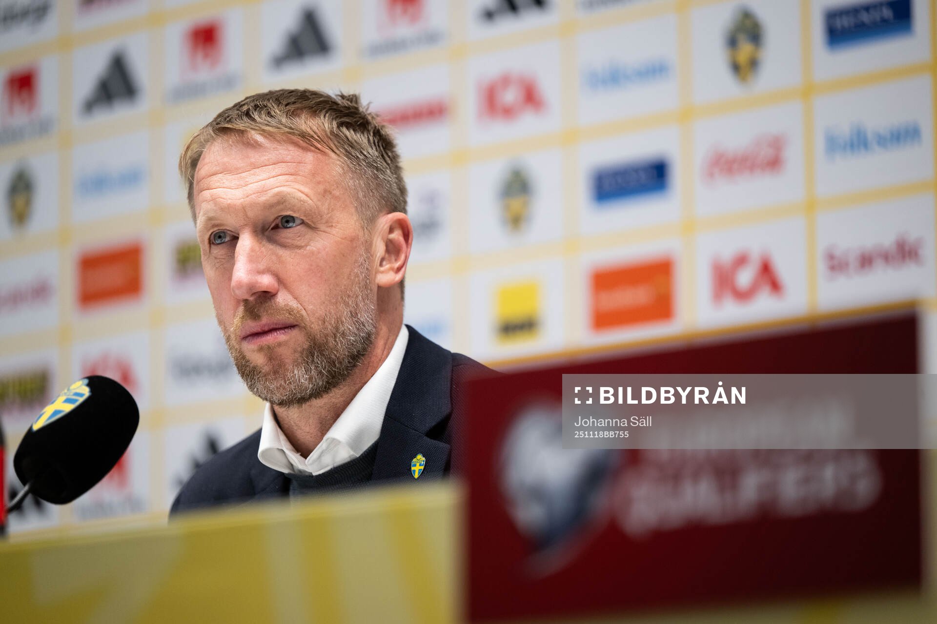 Head coach Graham Potter of Sweden at the press conference