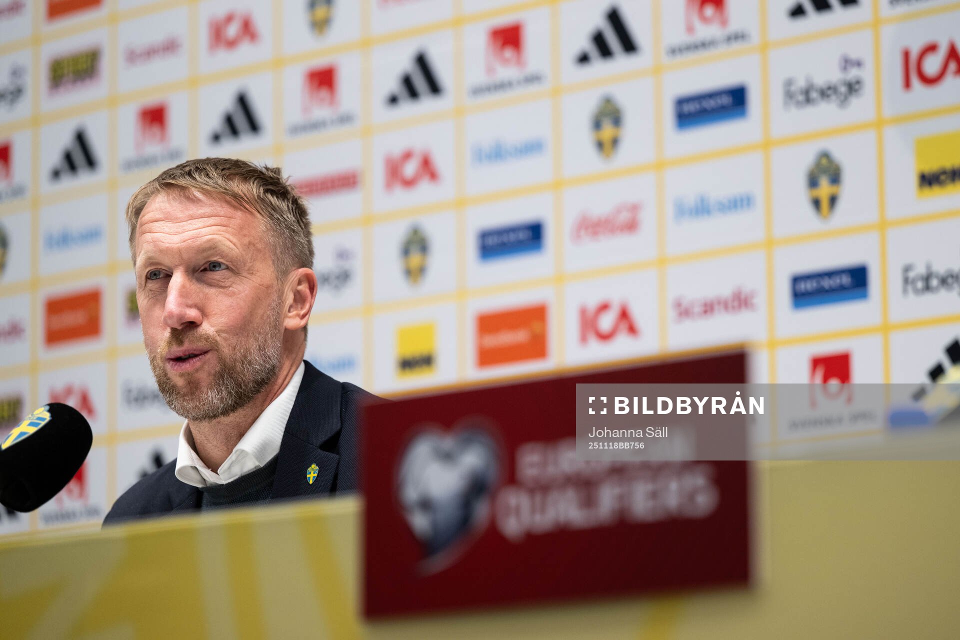 Head coach Graham Potter of Sweden at the press conference