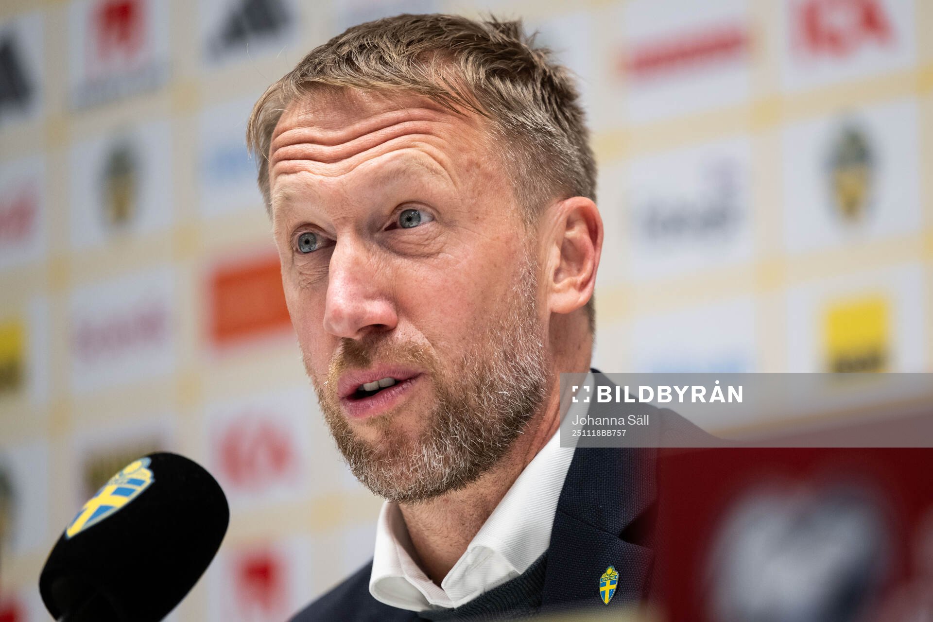 Head coach Graham Potter of Sweden at the press conference