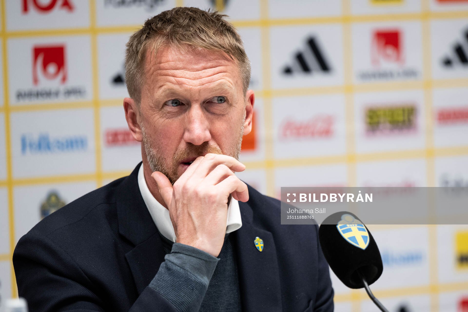 Head coach Graham Potter of Sweden at the press conference