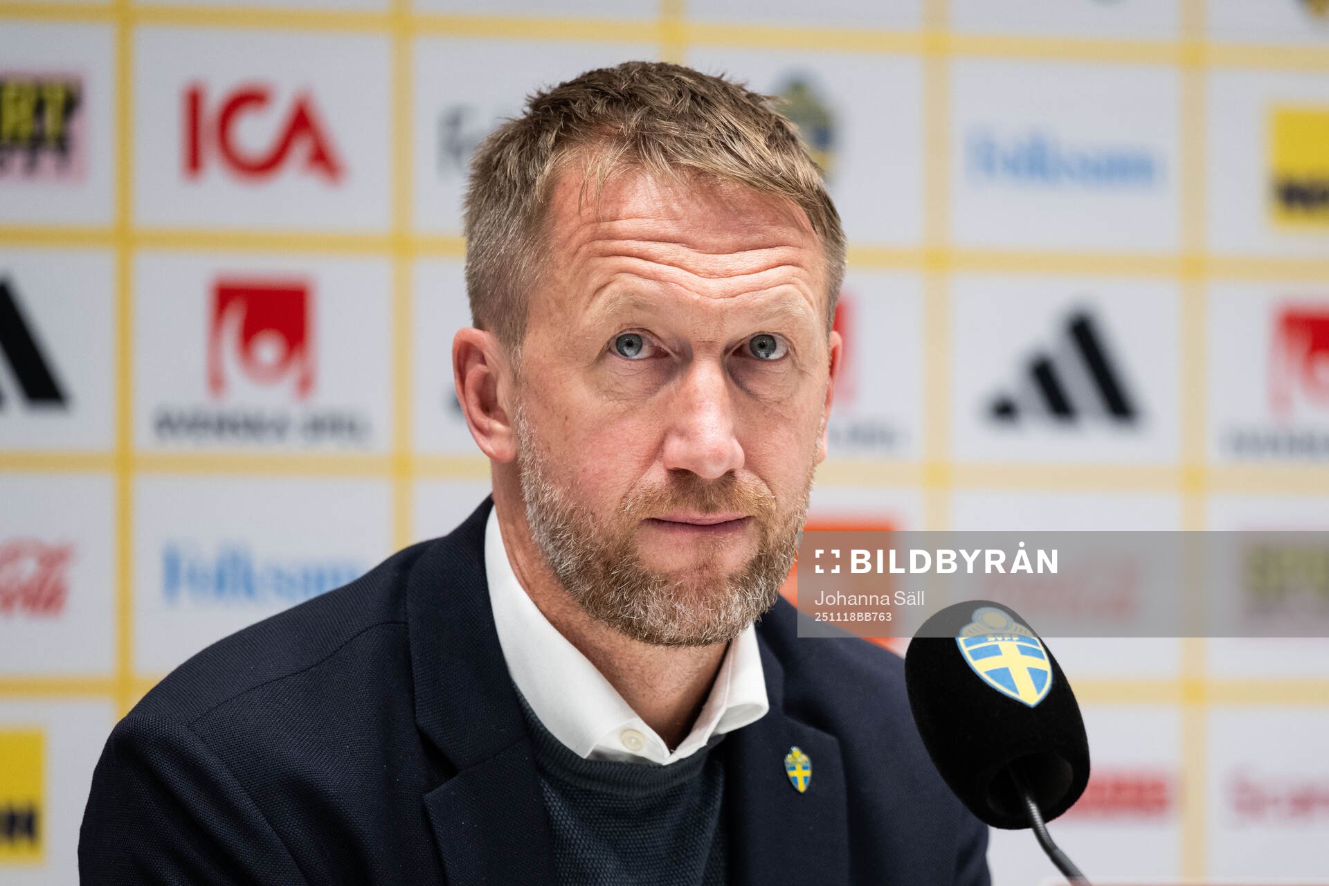 Head coach Graham Potter of Sweden at the press conference