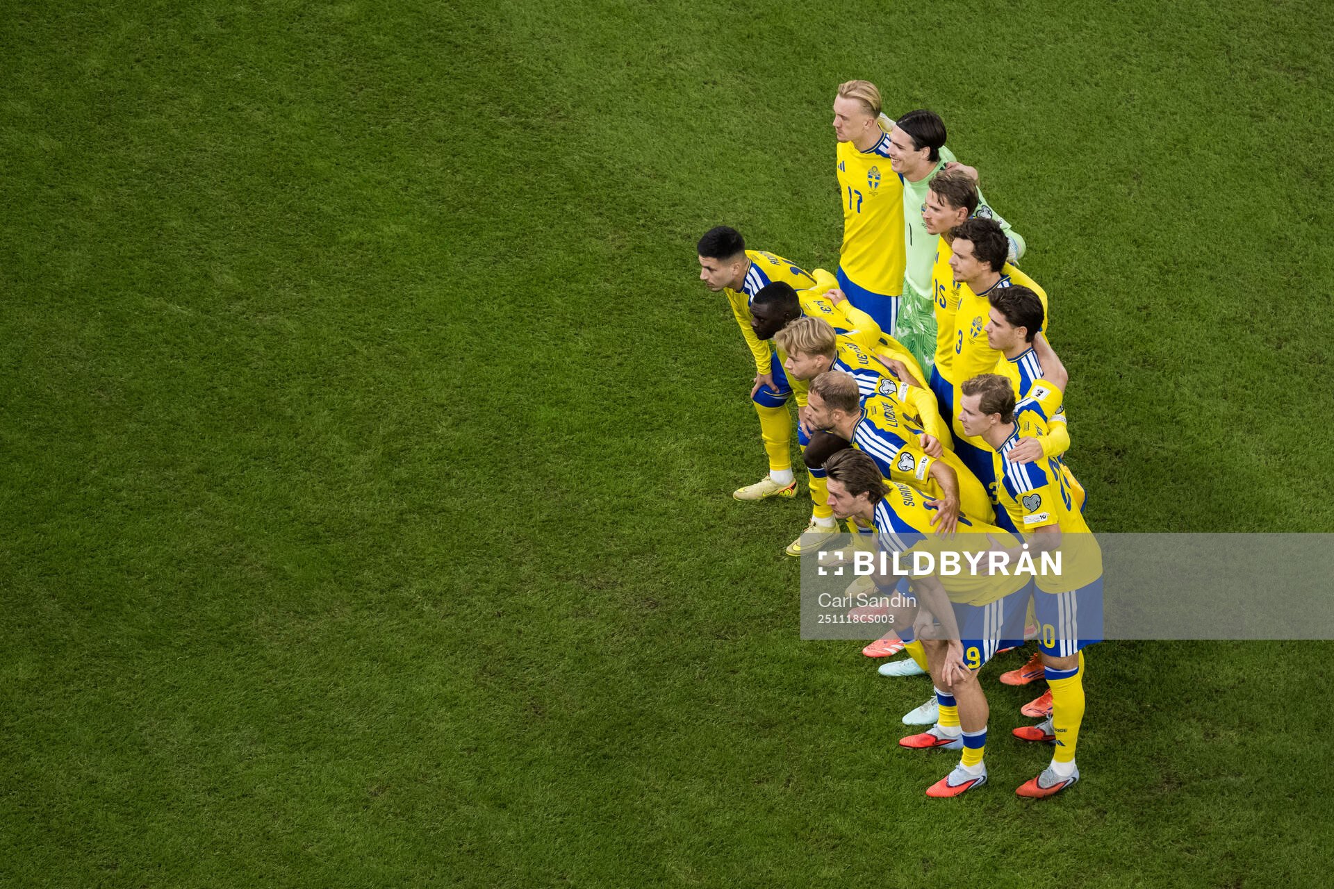 The starting eleven of Sweden pose for a team photo