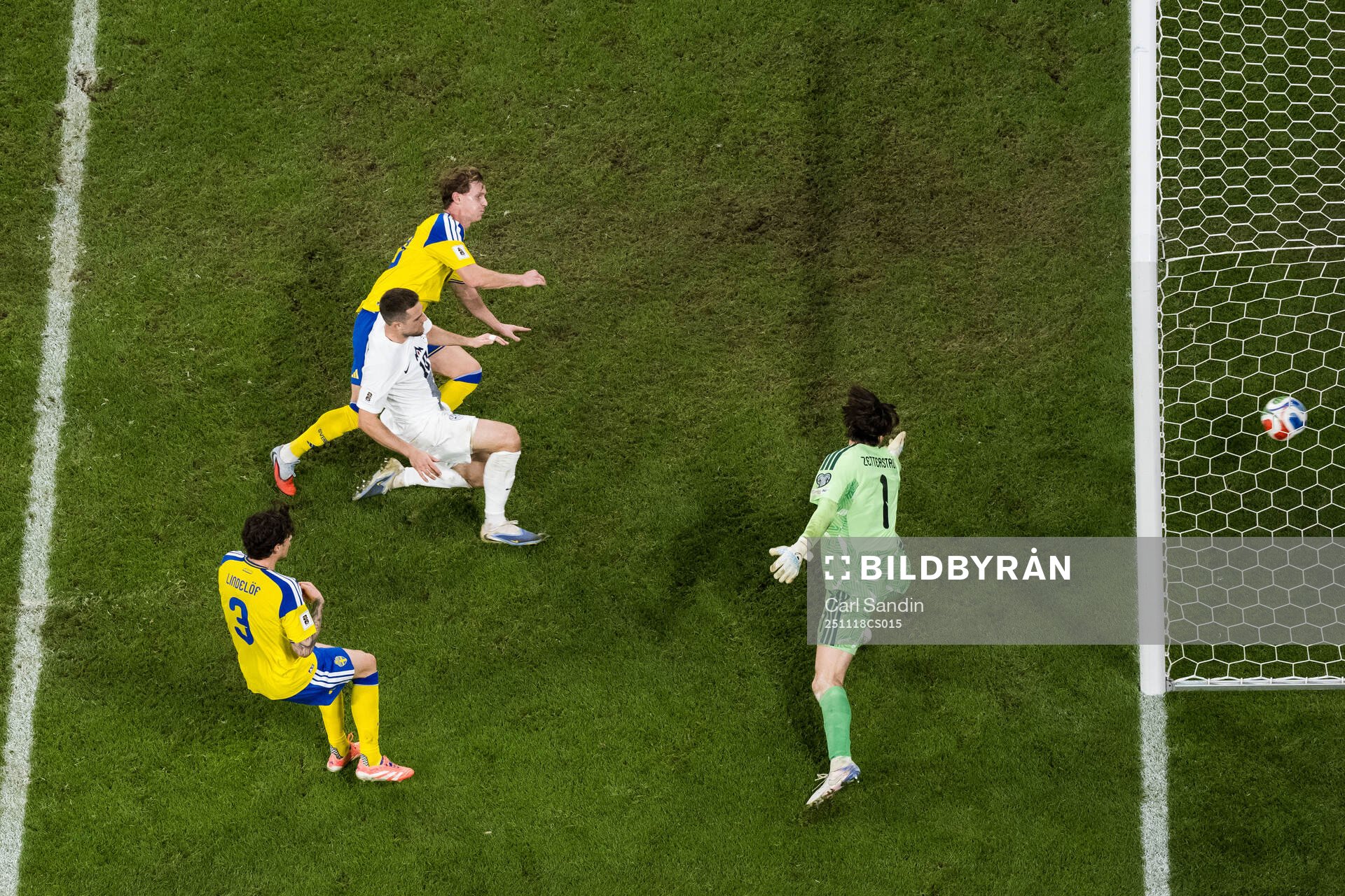 Timi Elsnik of Slovenia scores 0-1 behind Victor Nilsson