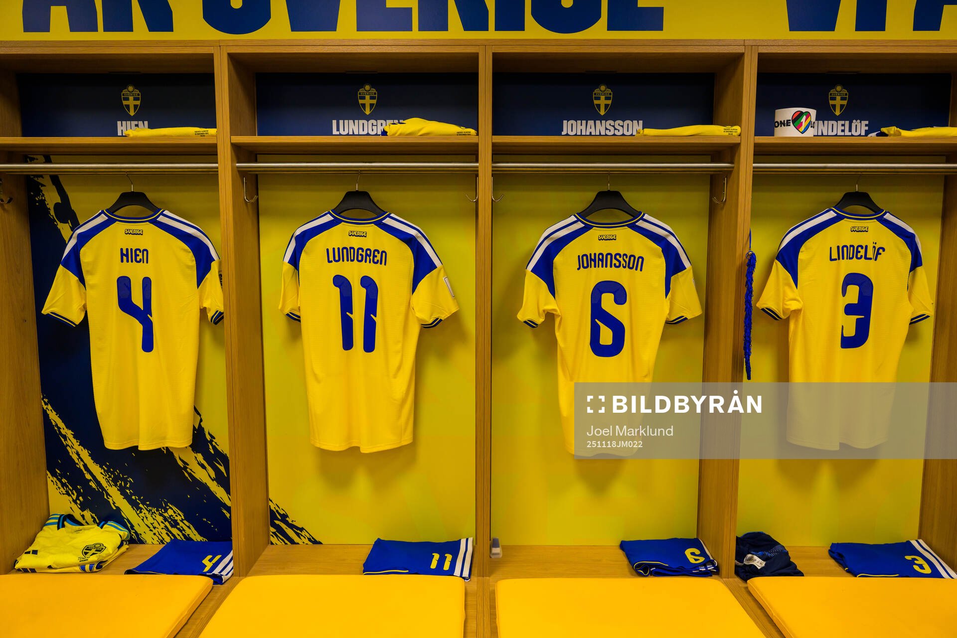 Jerseys of Isak Hien, Gustav Lundgren, Herman Johansson and