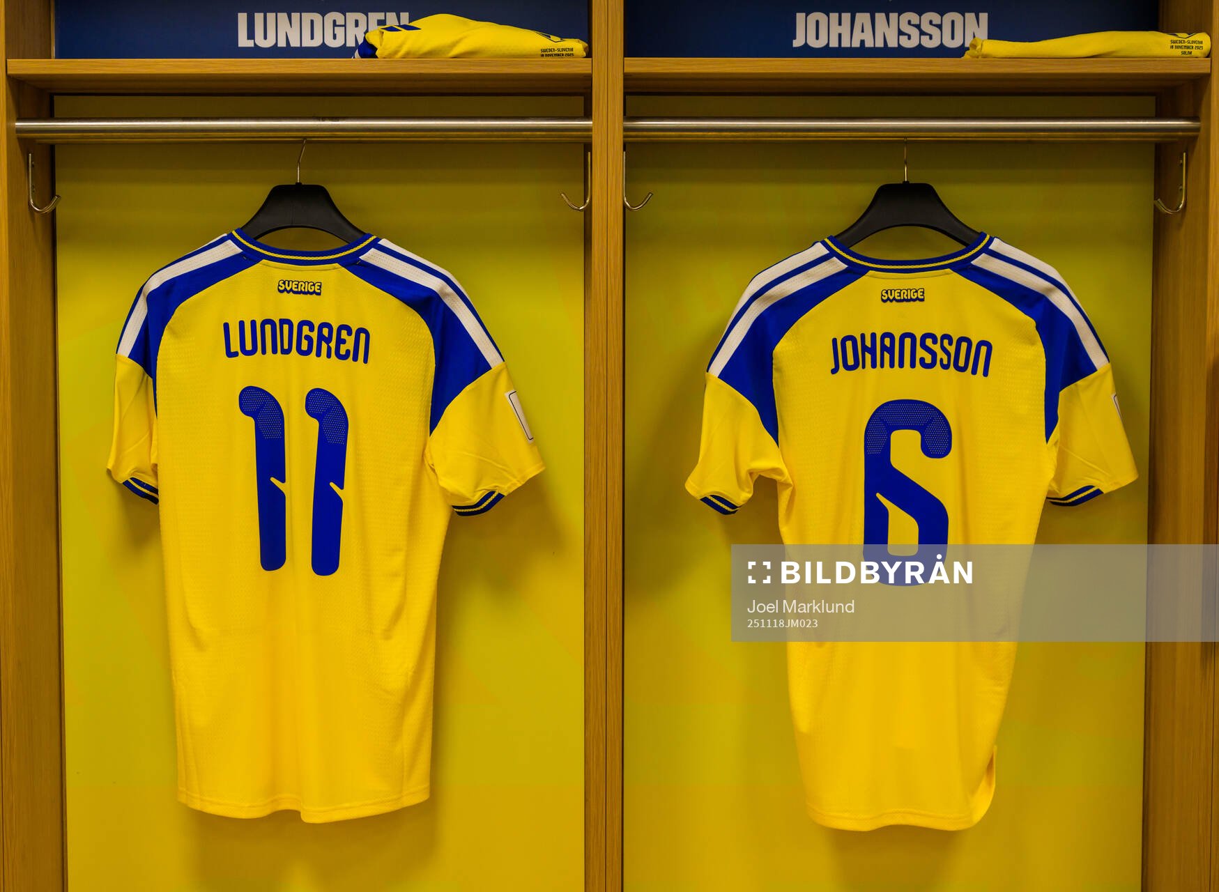 Jerseys of Gustav Lundgren and Herman Johansson in the