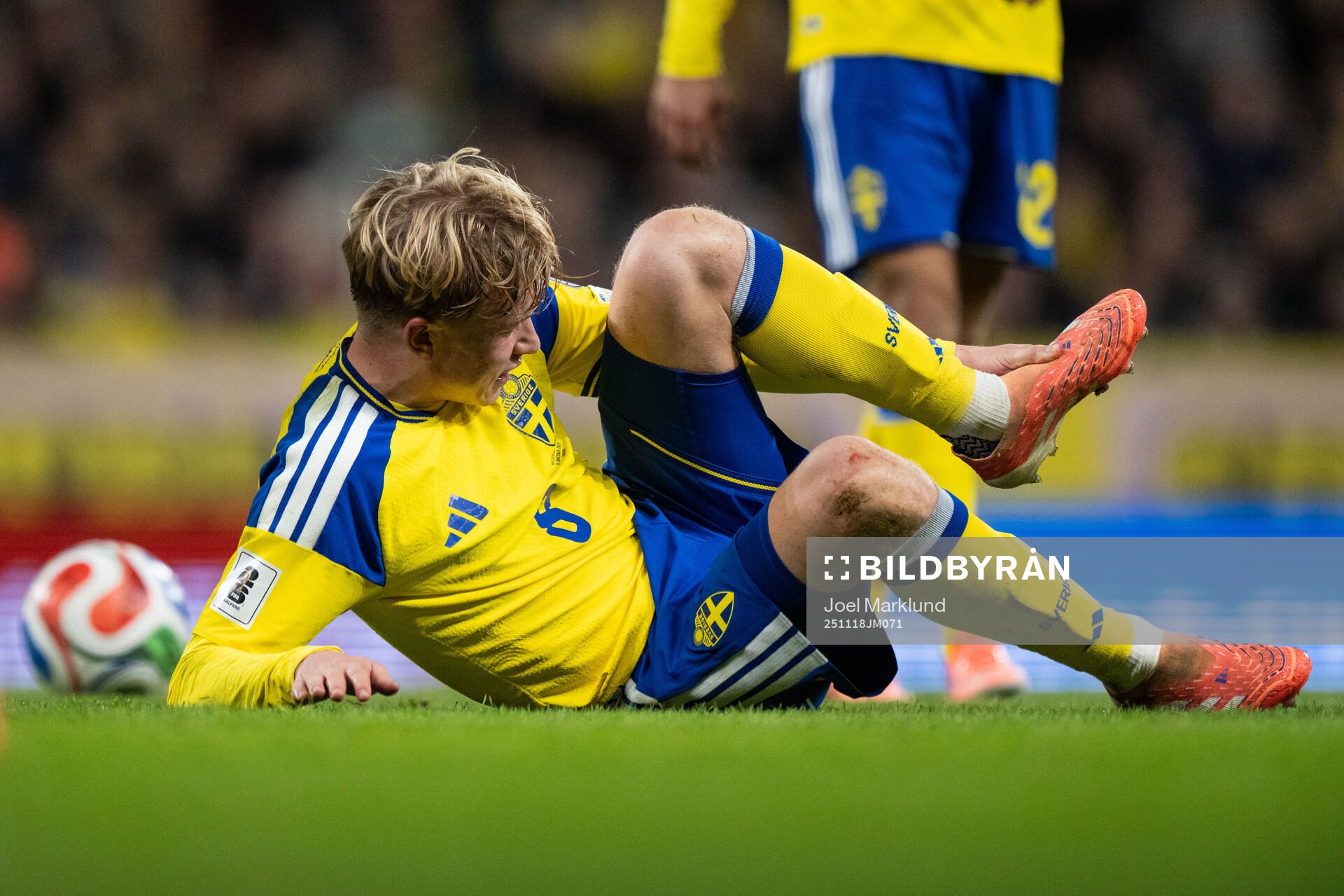 Daniel Svensson of Sweden in pain