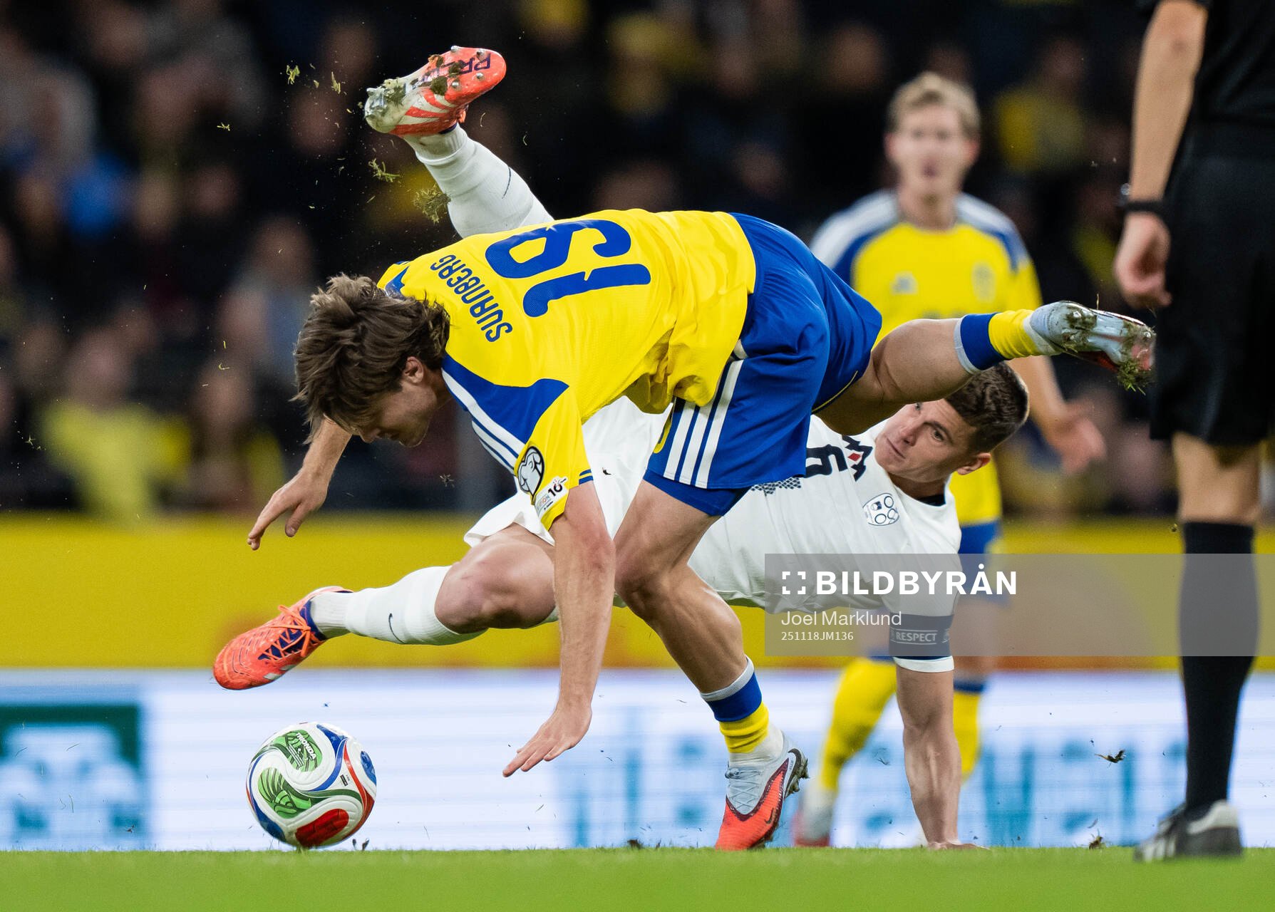 Mattias Svanberg of Sweden in action against Jaka Bijol of