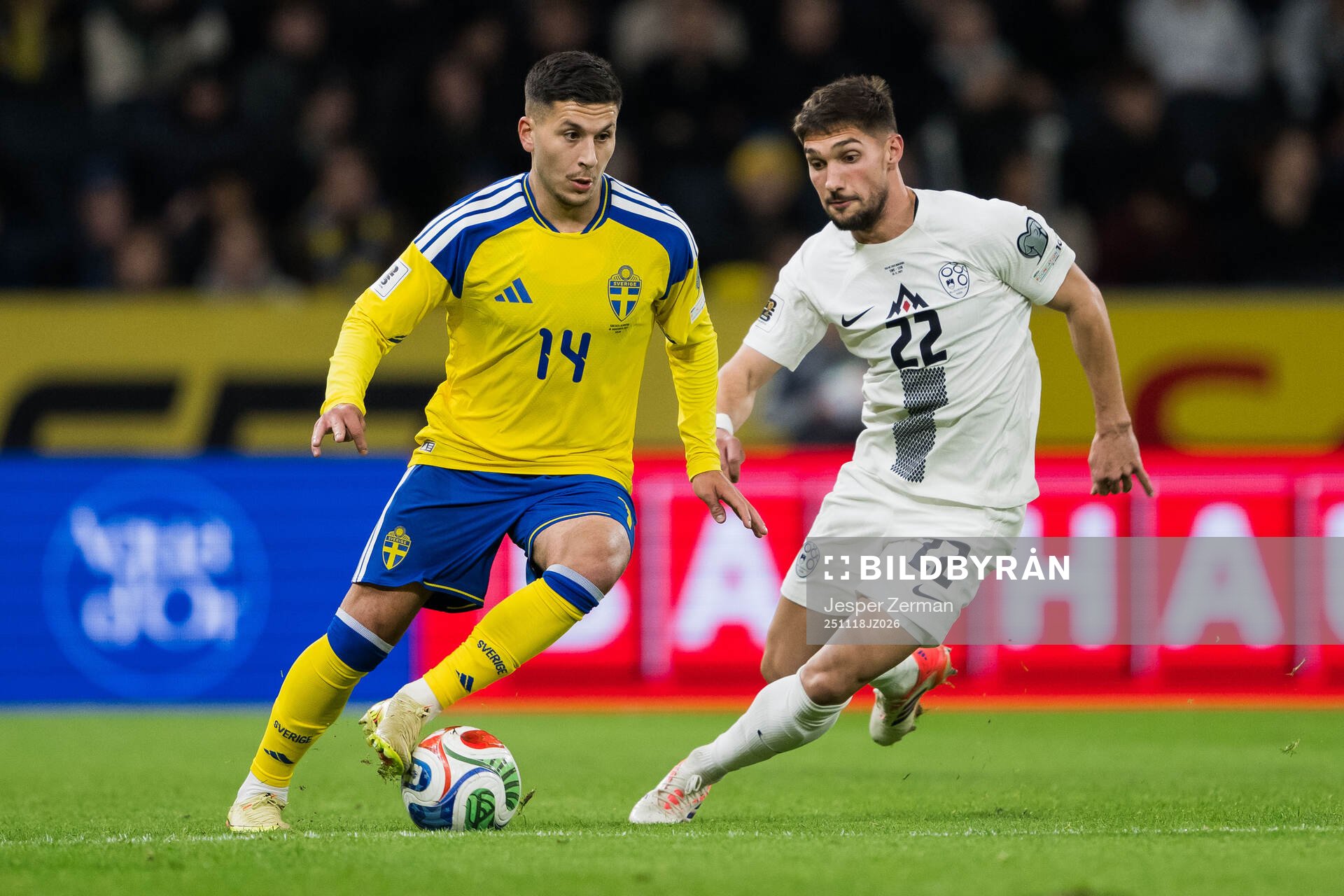 Roony Bardghji of Sweden and Adam Gnezda Cerin of Slovenia
