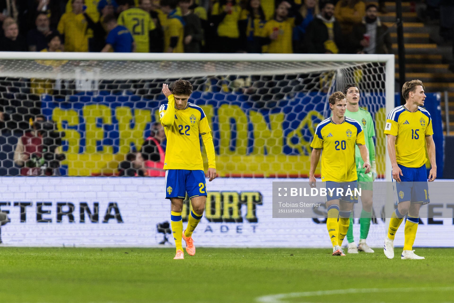 Besfort Zeneli of Sweden looks dejected