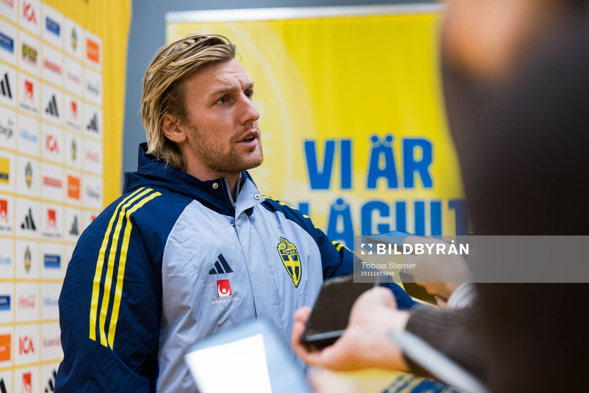 Emil Forsberg of Sweden in mixed zone