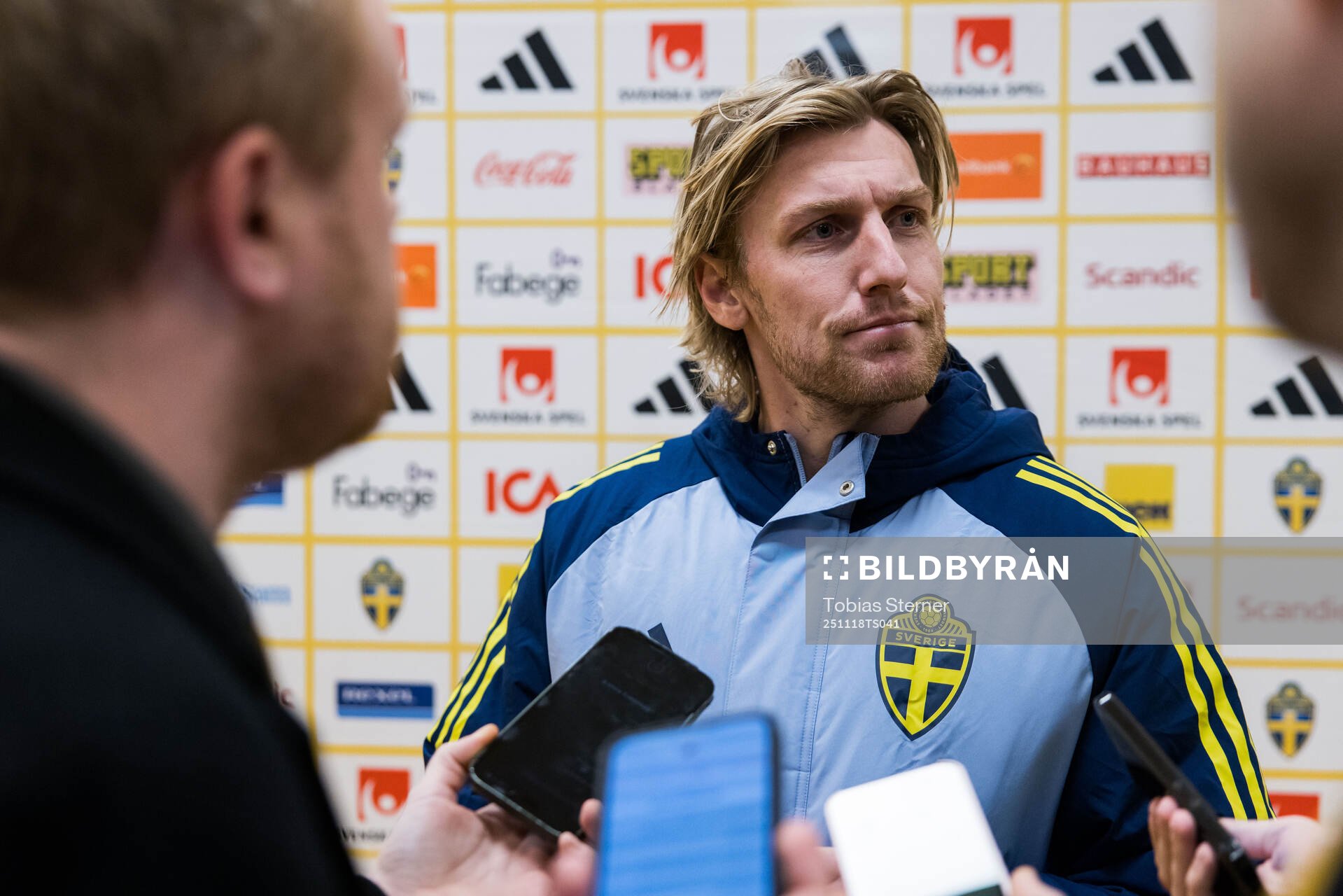 Emil Forsberg of Sweden in mixed zone
