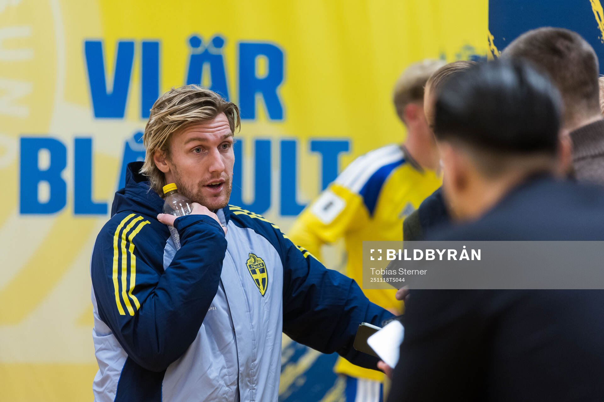 Emil Forsberg of Sweden in mixed zone