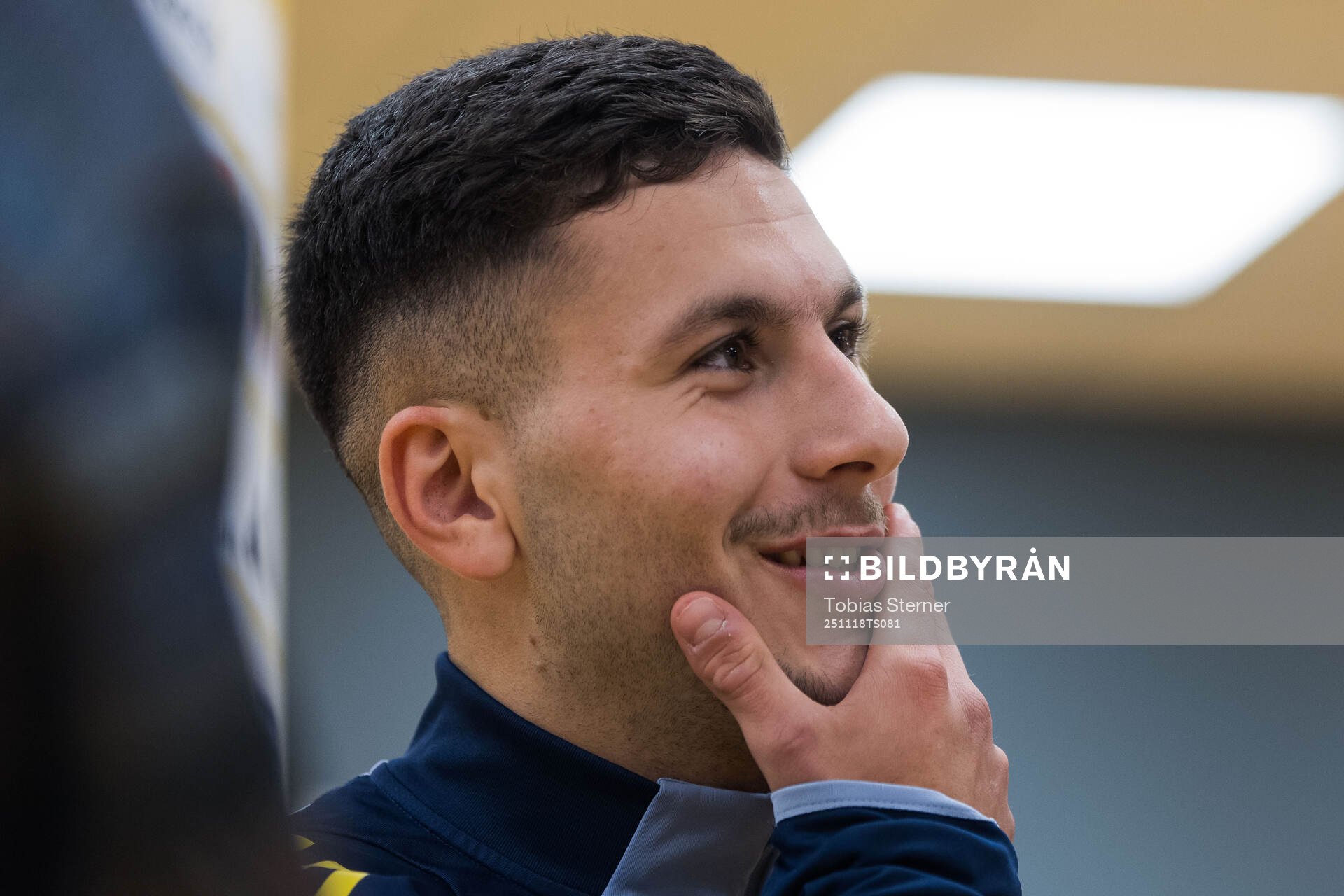 Roony Bardghji of Sweden in mixed zone
