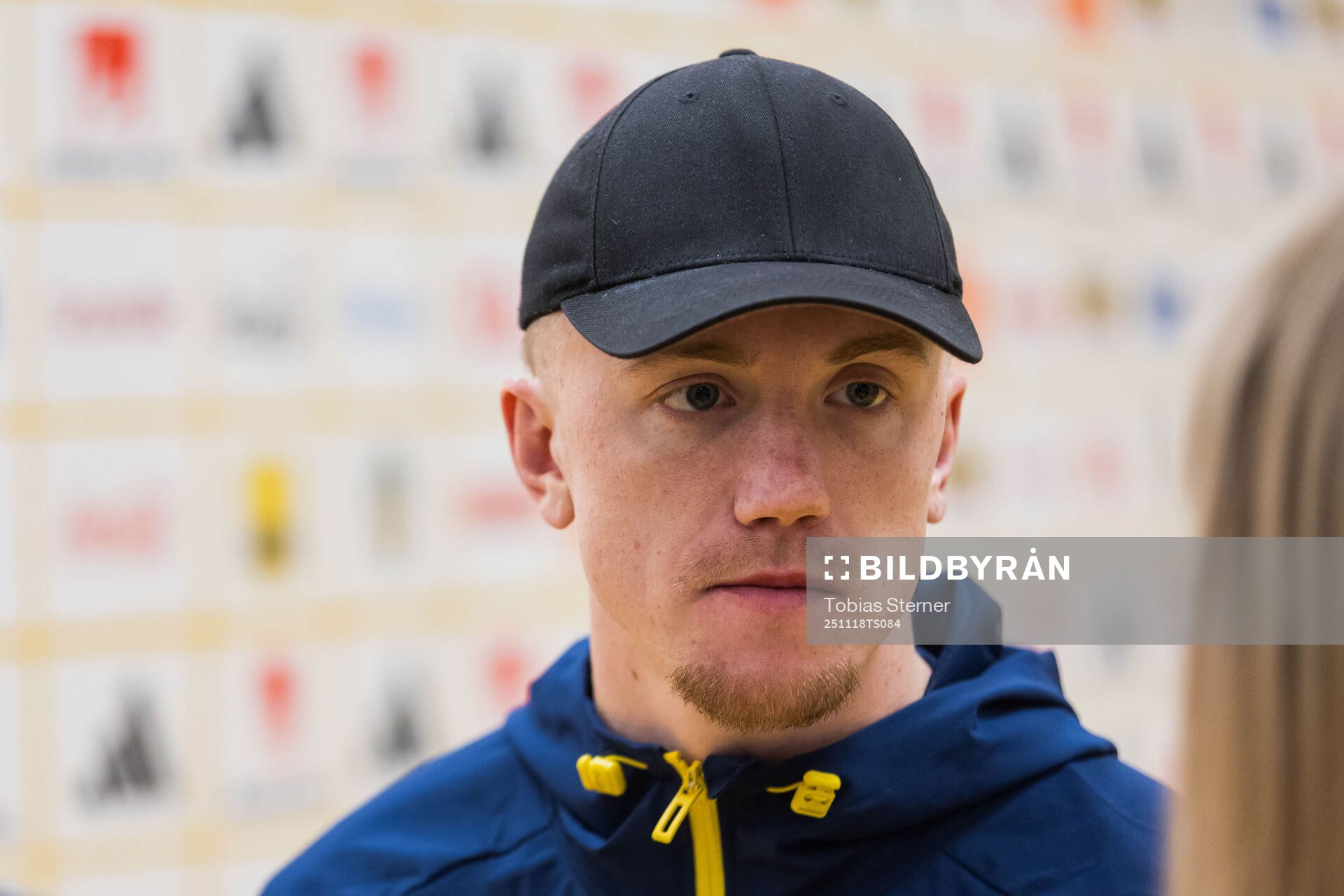 Isac Lidberg of Sweden in mixed zone