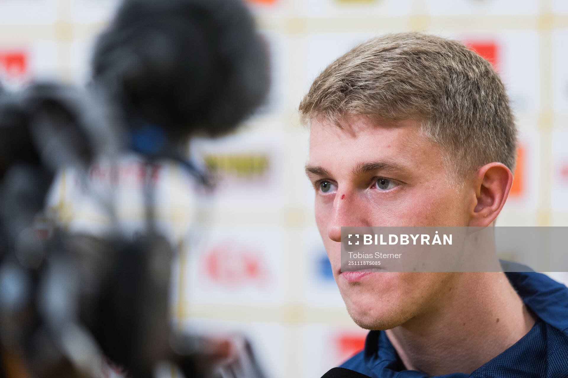 Alexander Bernhardsson of Sweden in mixed zone