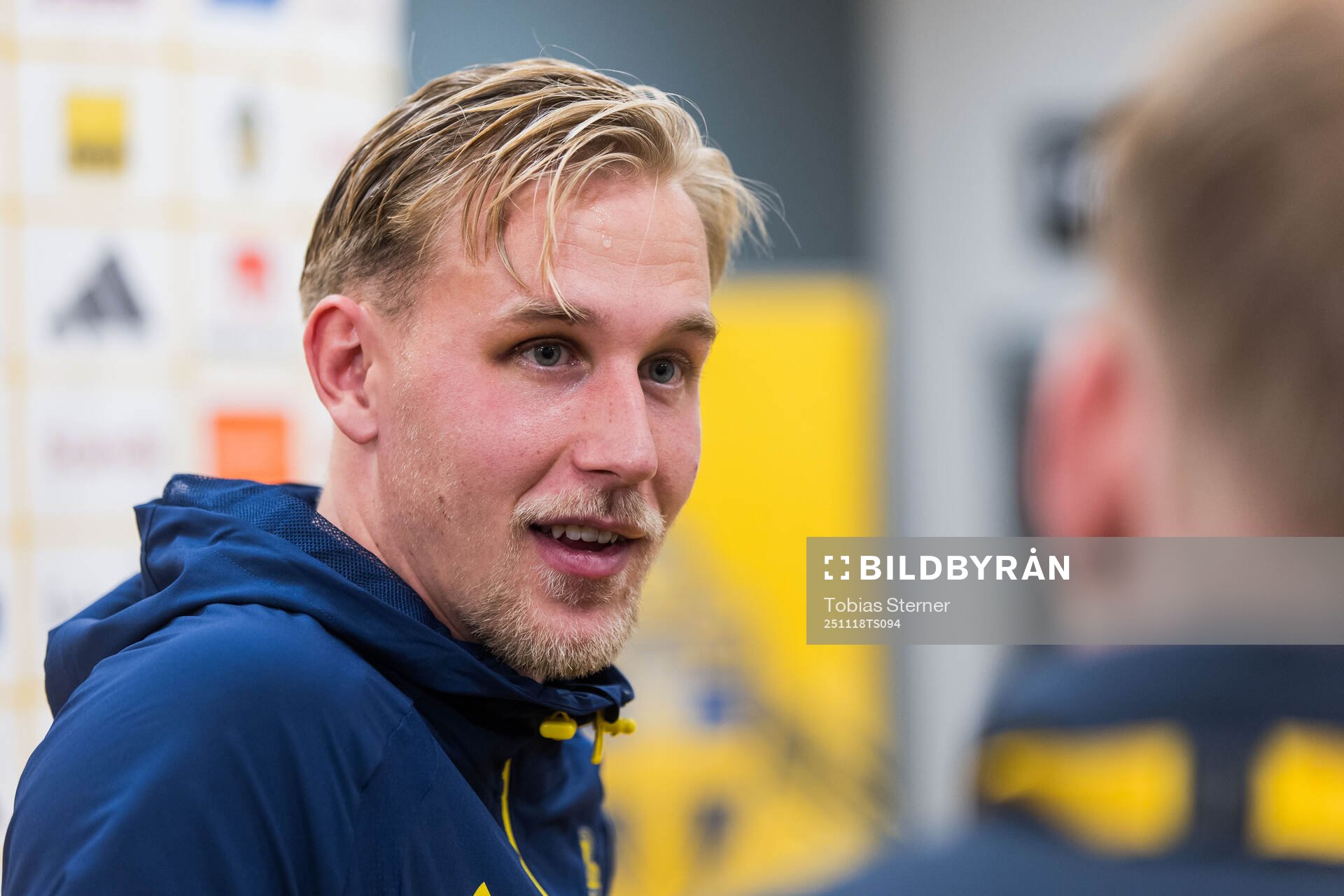 Herman Johansson of Sweden in mixed zone
