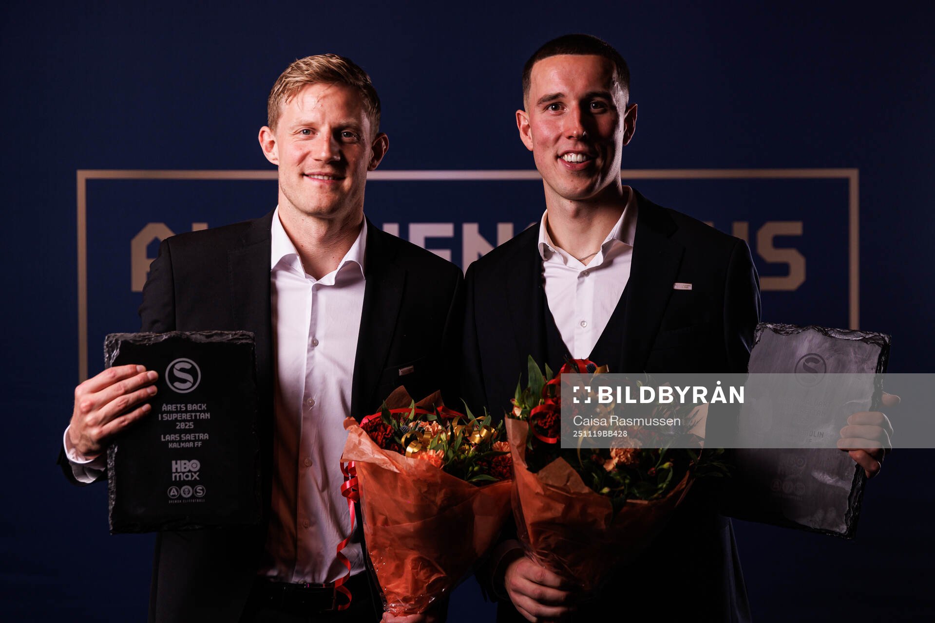 Kalmar FFs Lars Saetra och målvakt Samuel Brolin