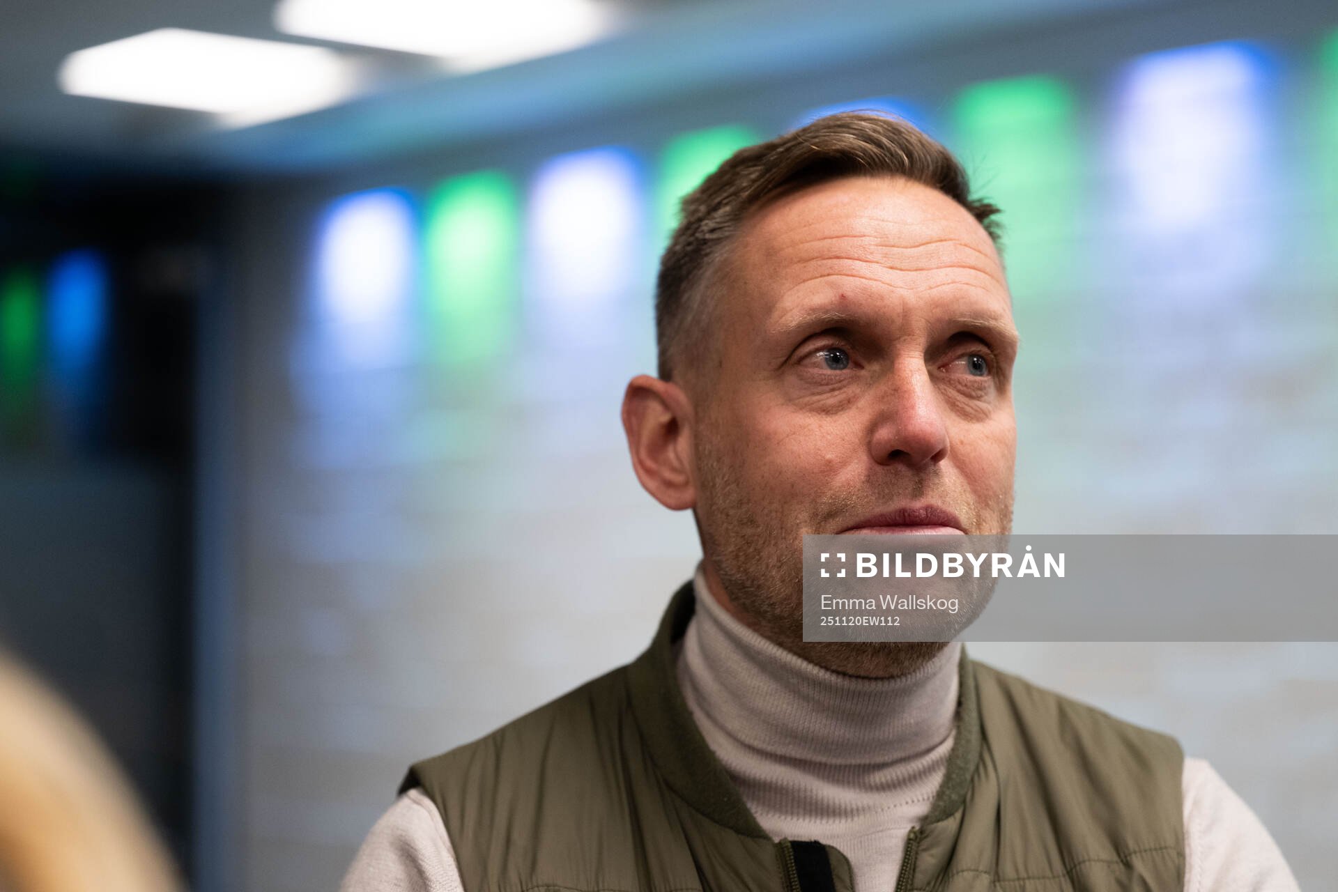 Head coach Martin Sjögren of Hammarby in mixed zone