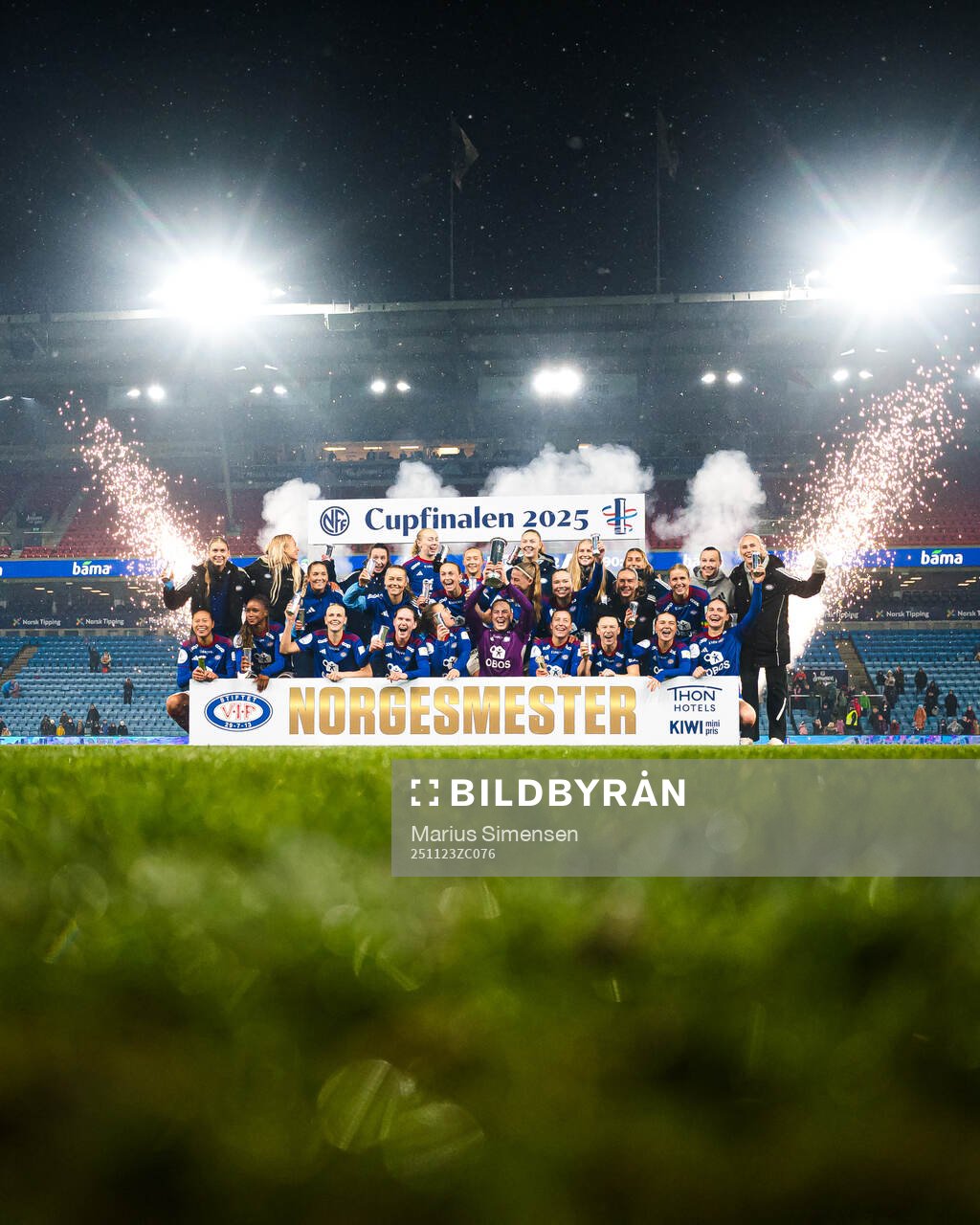 Players of Vålerenga celebrates with the trophy