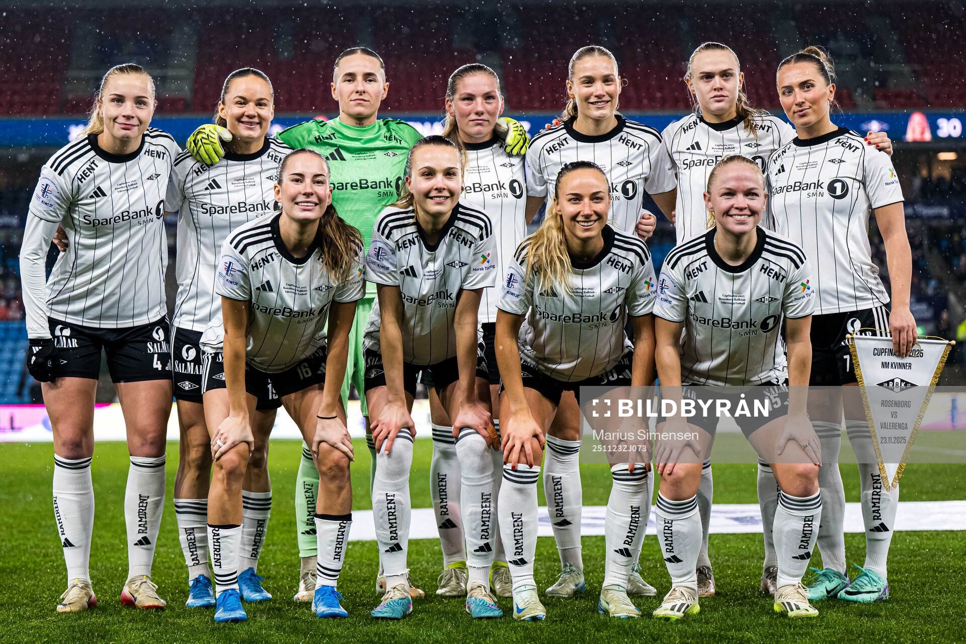 The starting eleven of Rosenborg, from the top left; Synne