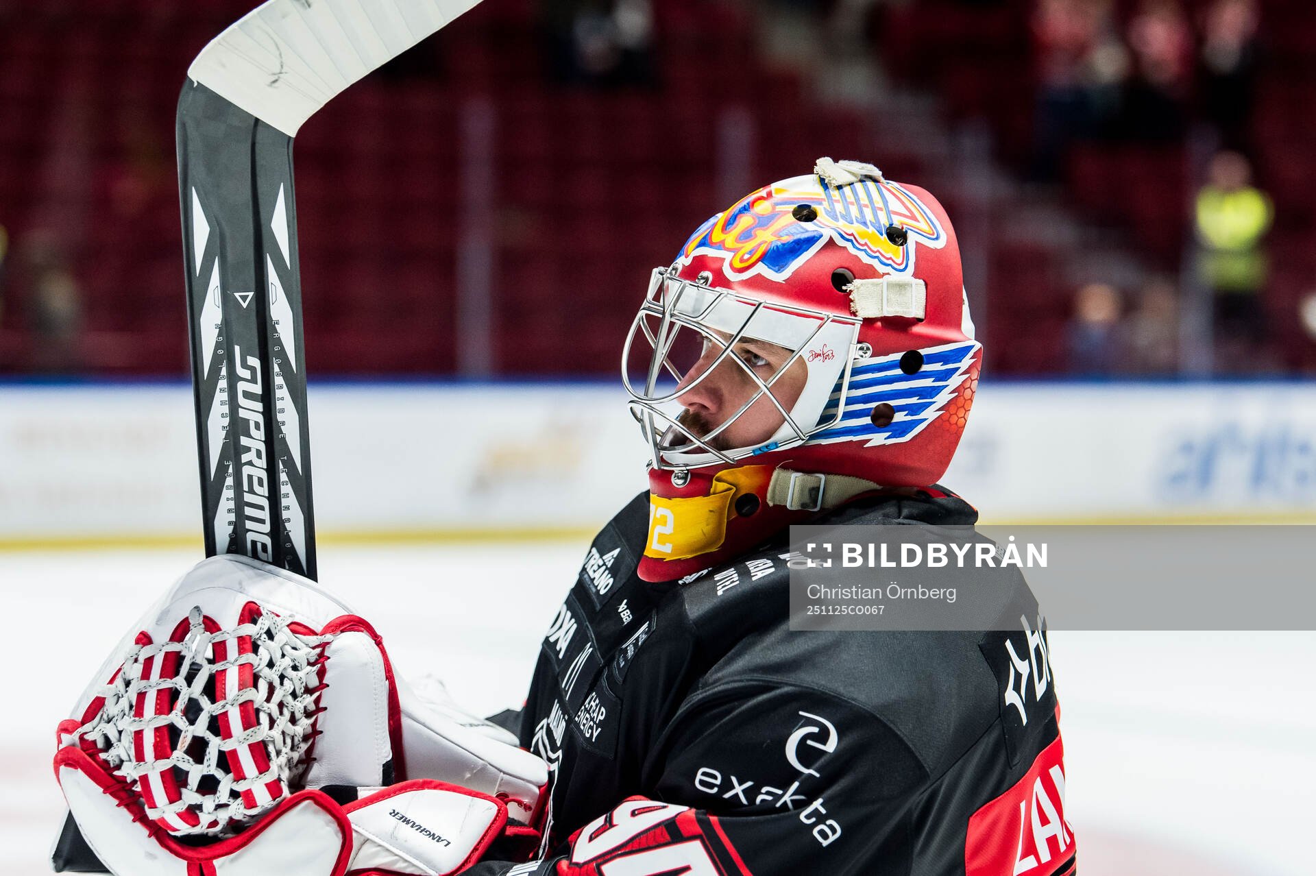 Malmö Redhawks målvakt Marek Langhamer jublar