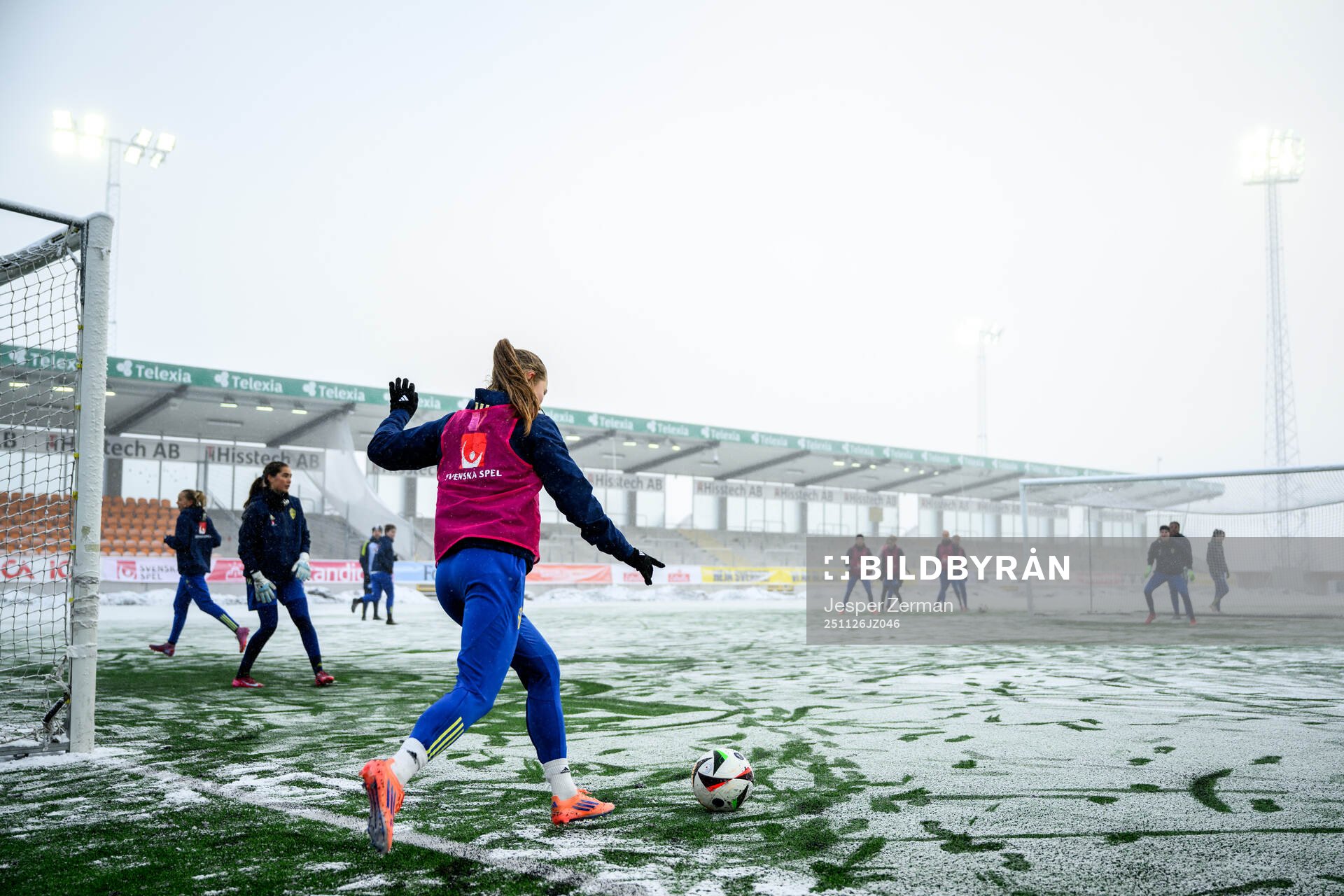 Players of the Swedish women's under-23 national team at a