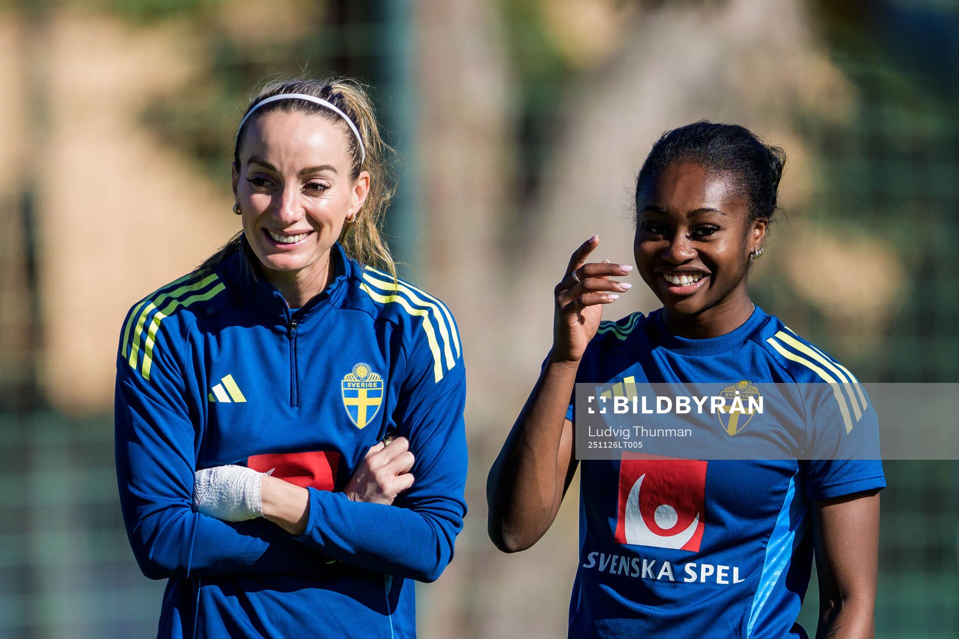 Kosovare Asllani and Monica Jusu Bah of the women's