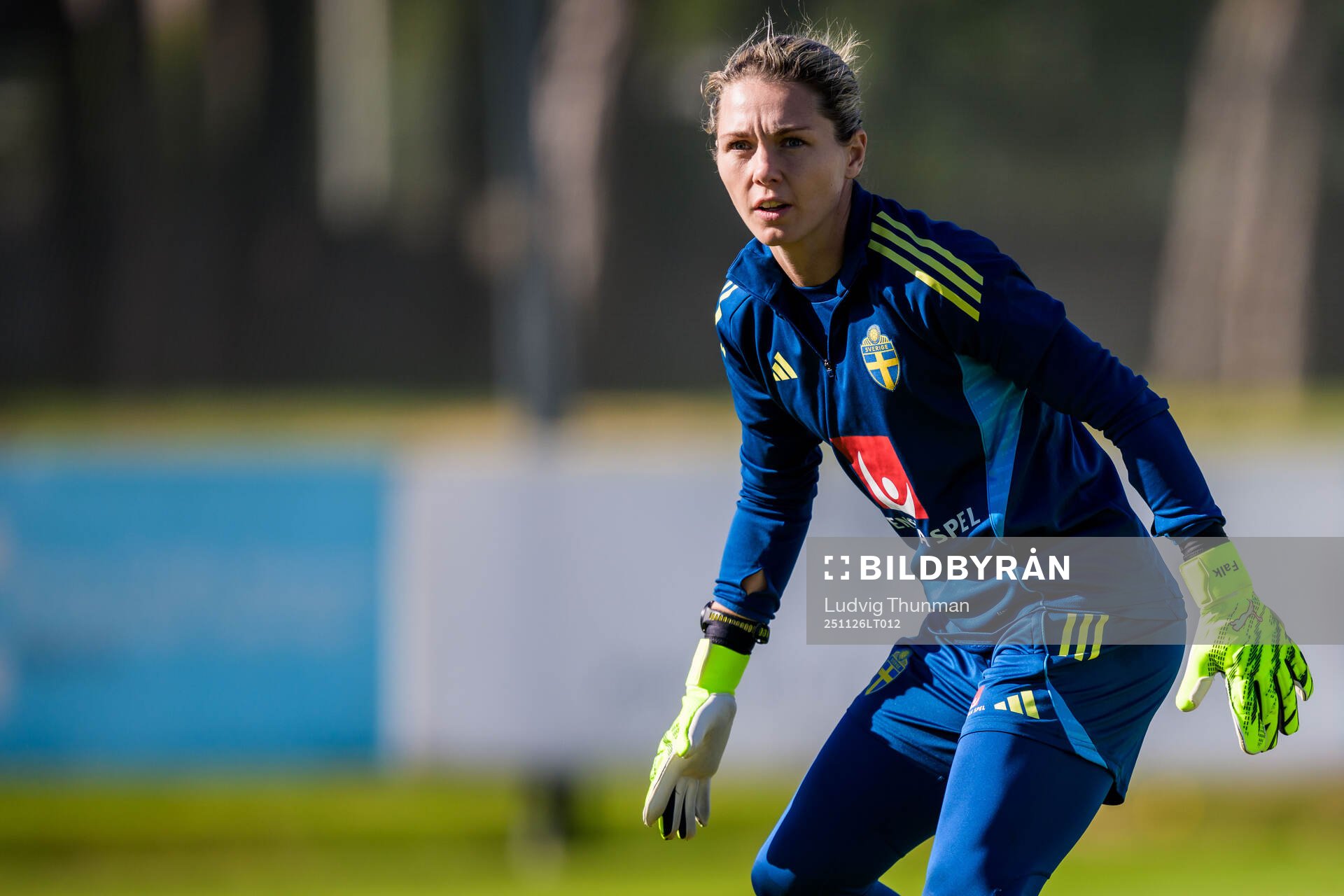 Goalkeeper Jennifer Falk of the women's national football