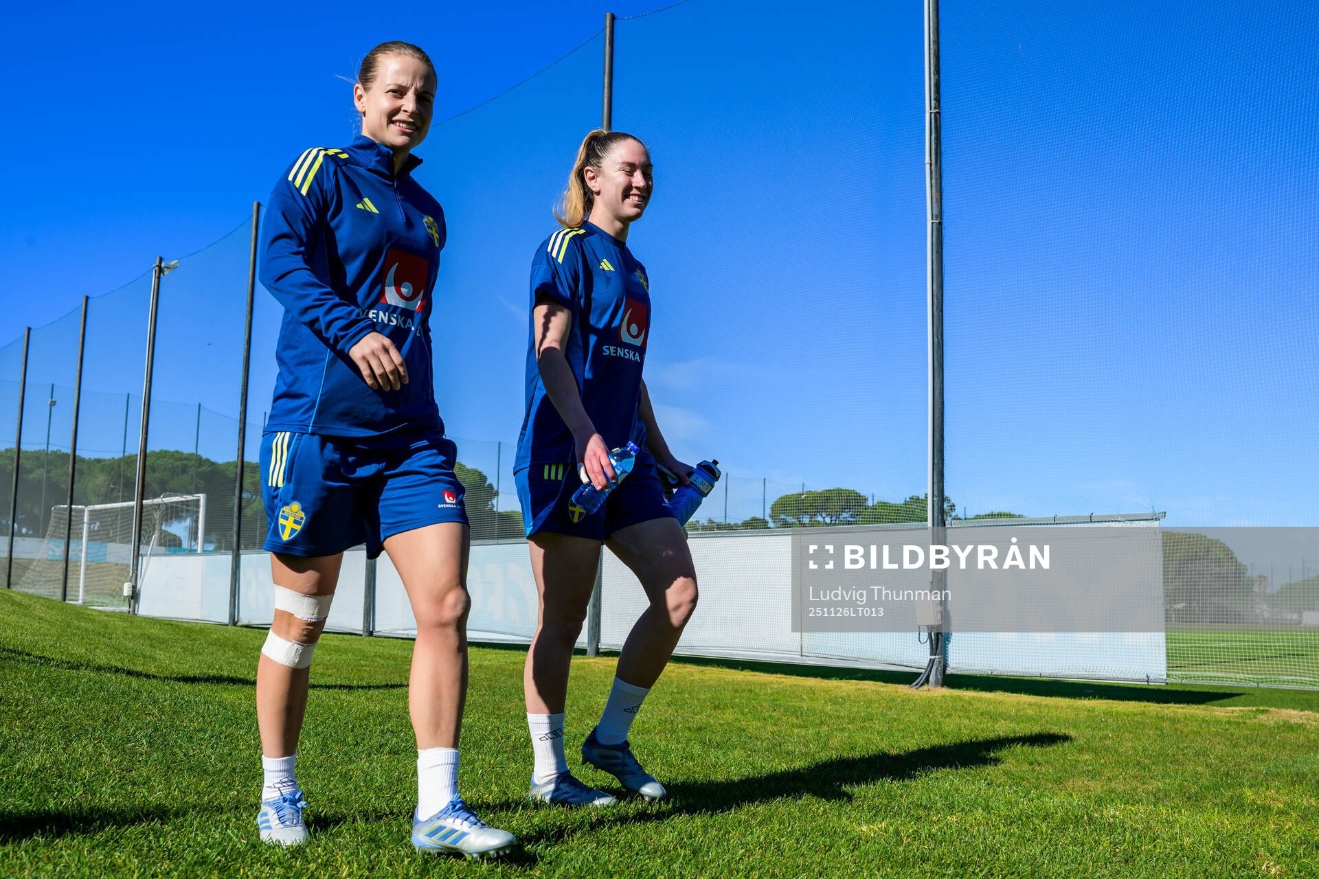 Anna Anvegård and Goalkeeper Moa Öhman of the women's