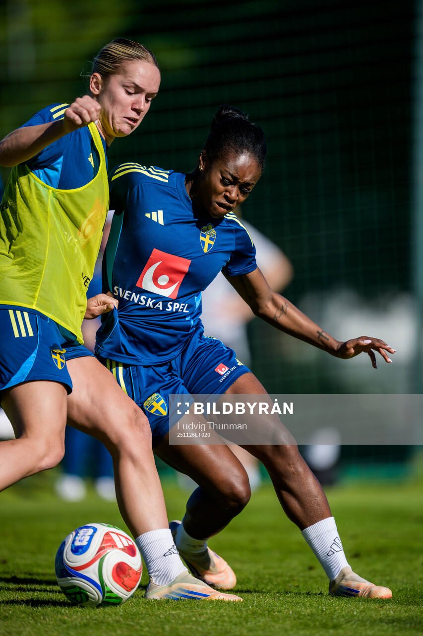 Hanna Lundkvist and Monica Jusu Bah of the women's national